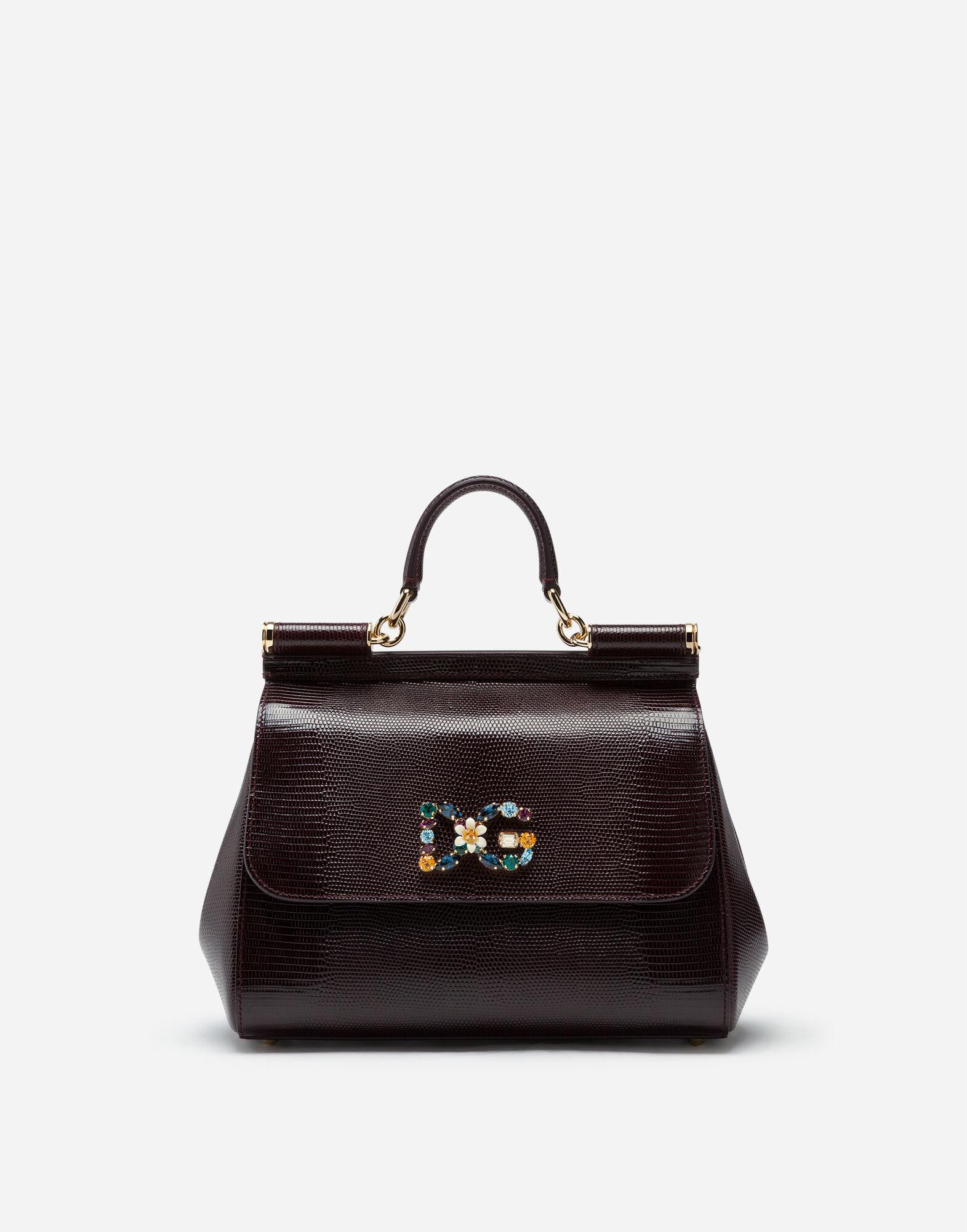 Dolce & Gabbana Leather Medium Iguana Print Calfskin Sicily Bag With ...