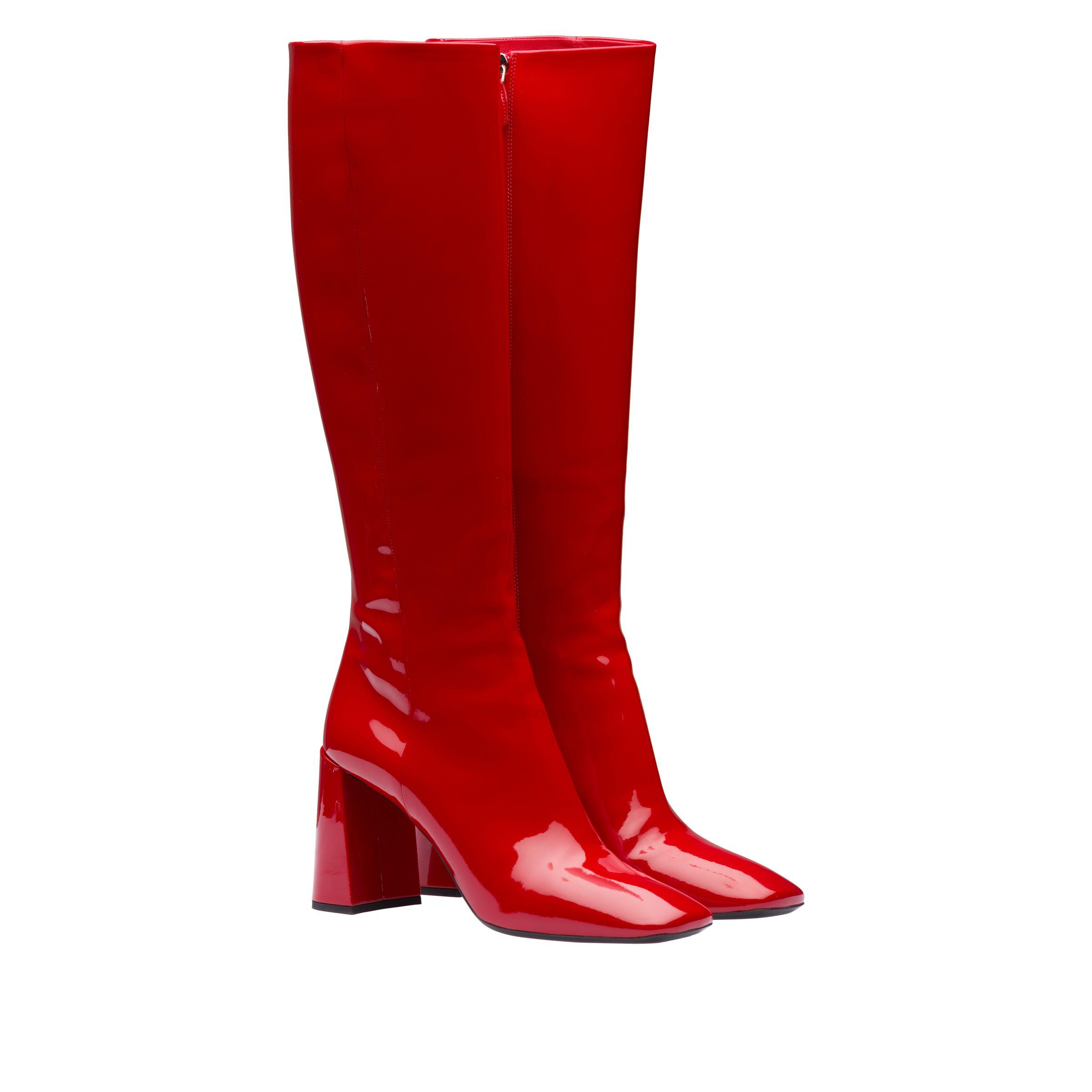 prada patent leather booties