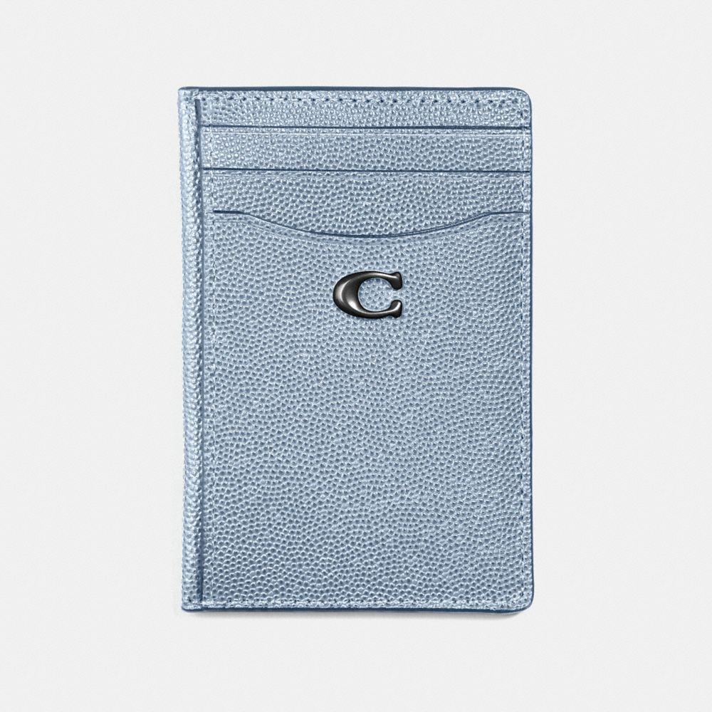 COACH Leather Card Holder in Blue Lyst