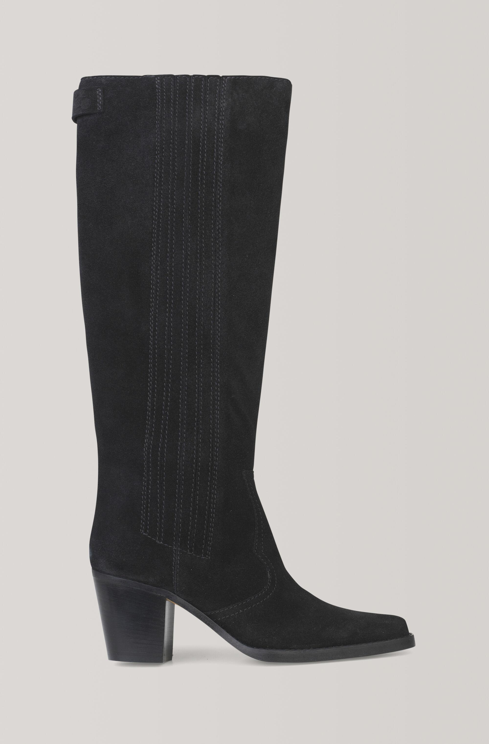 Ganni Leather Western Knee High Boots in Black - Lyst