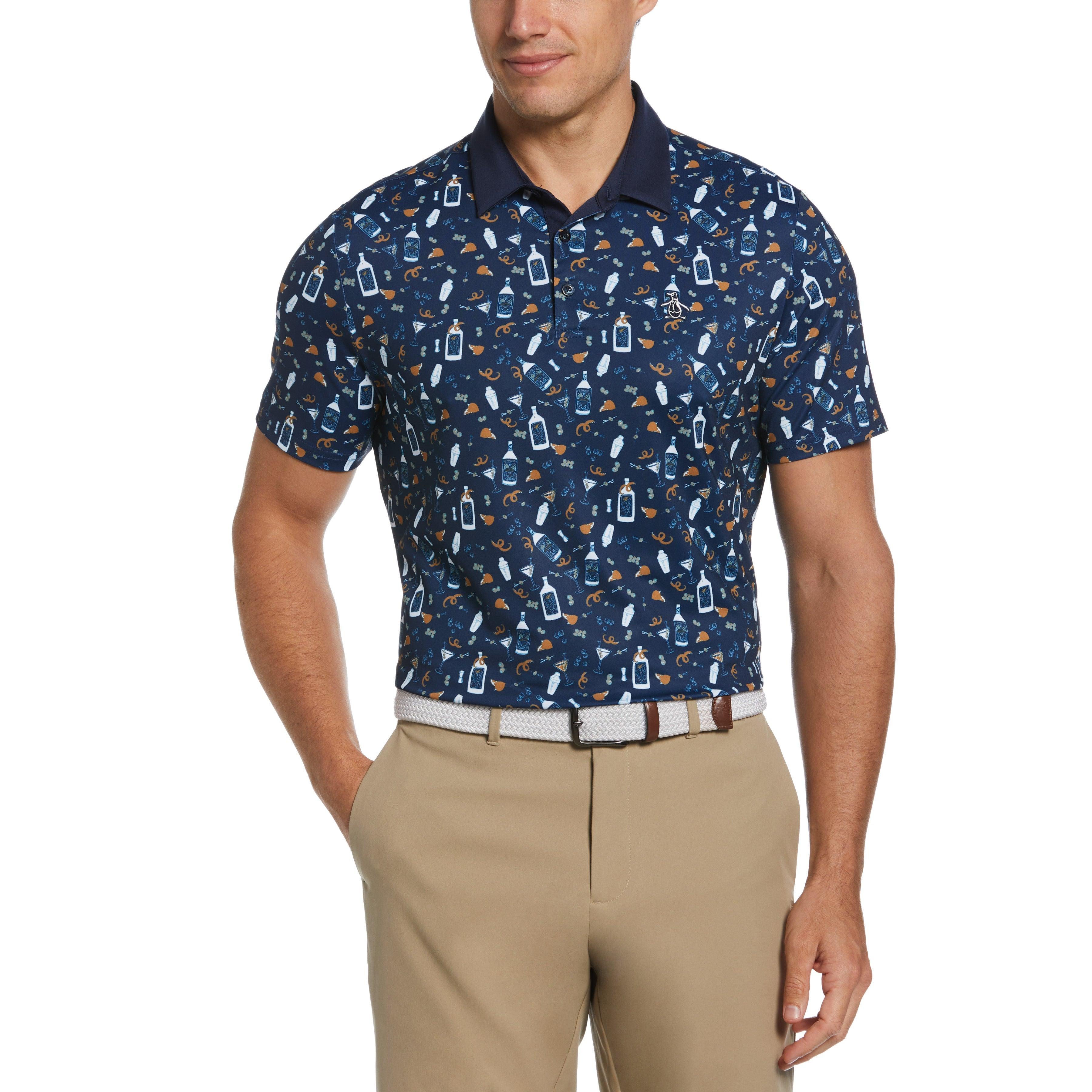 Original Penguin Synthetic Martini Novelty Golf Polo in Black Iris