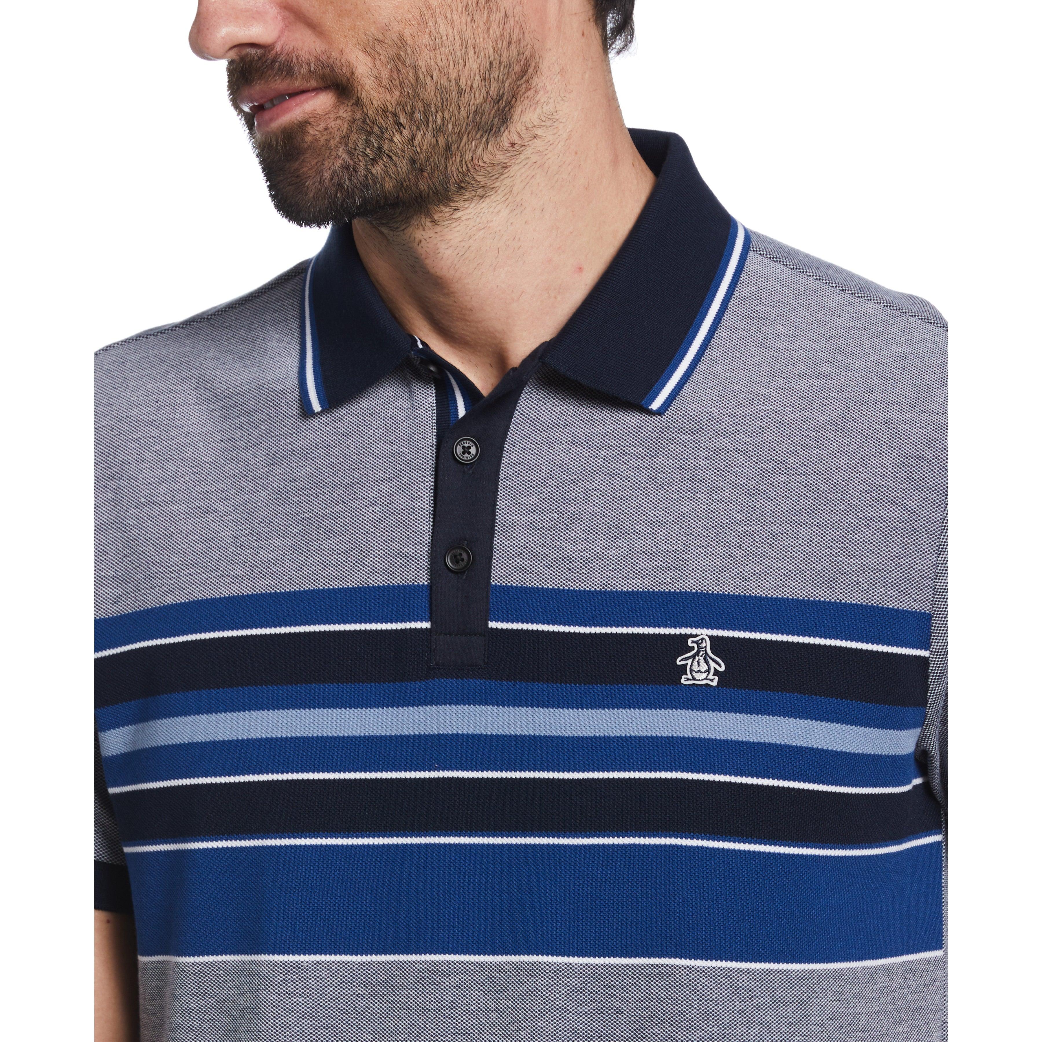 Original Penguin Engineered Stripe Birdseye Pique Polo in Blue for Men |  Lyst