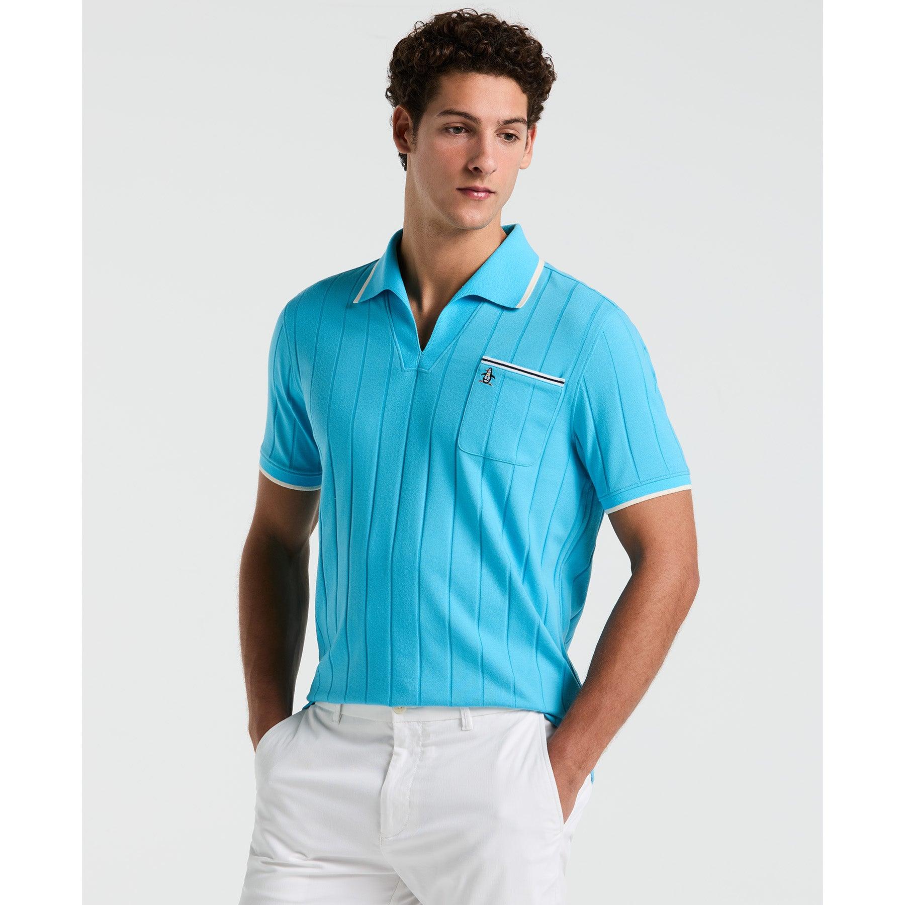 Original Penguin Icons Open Collar Polo Shirt In Horizon Blue for Men |  Lyst UK