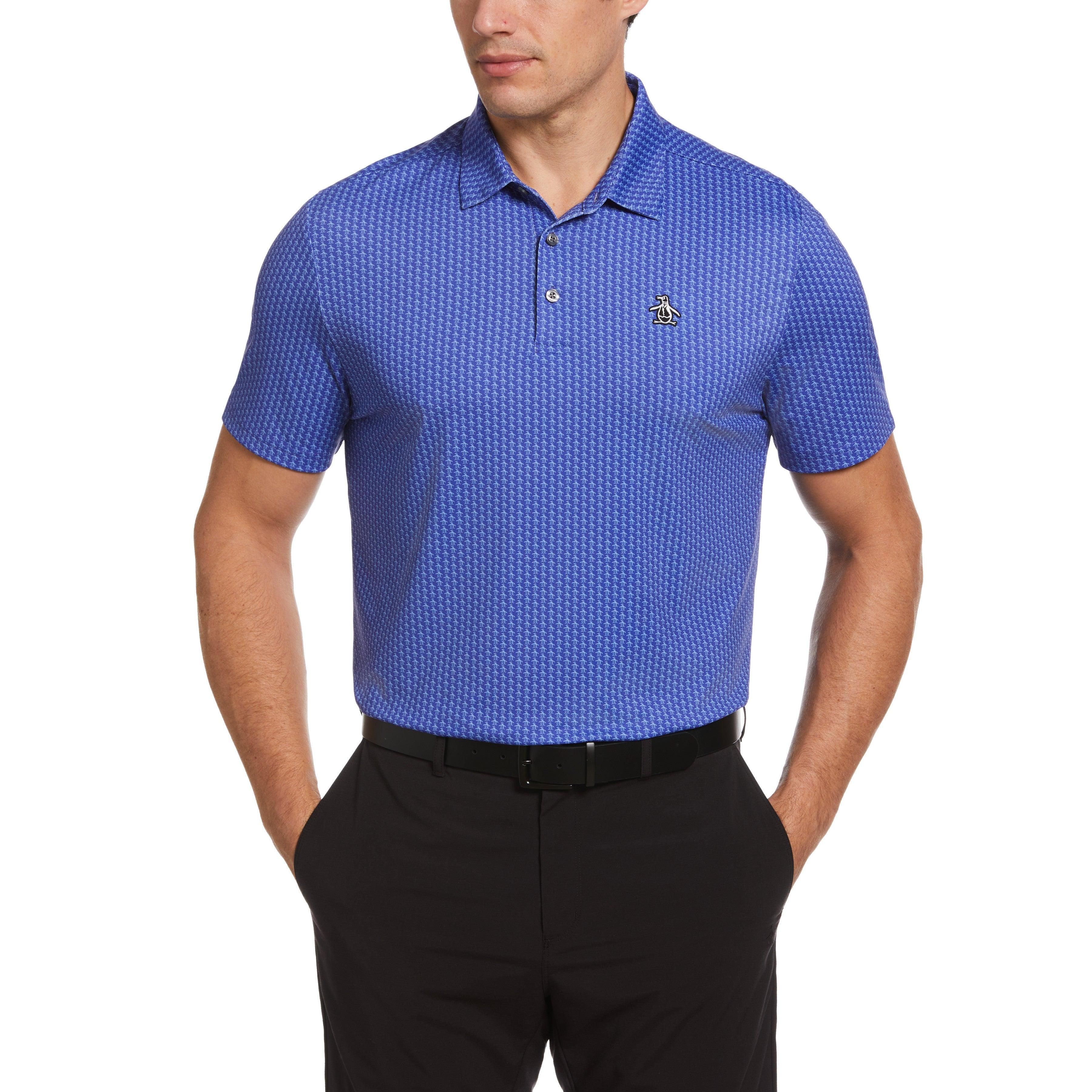 Original Penguin Allover Pete Print Golf Polo Shirt In Bluing in Blue