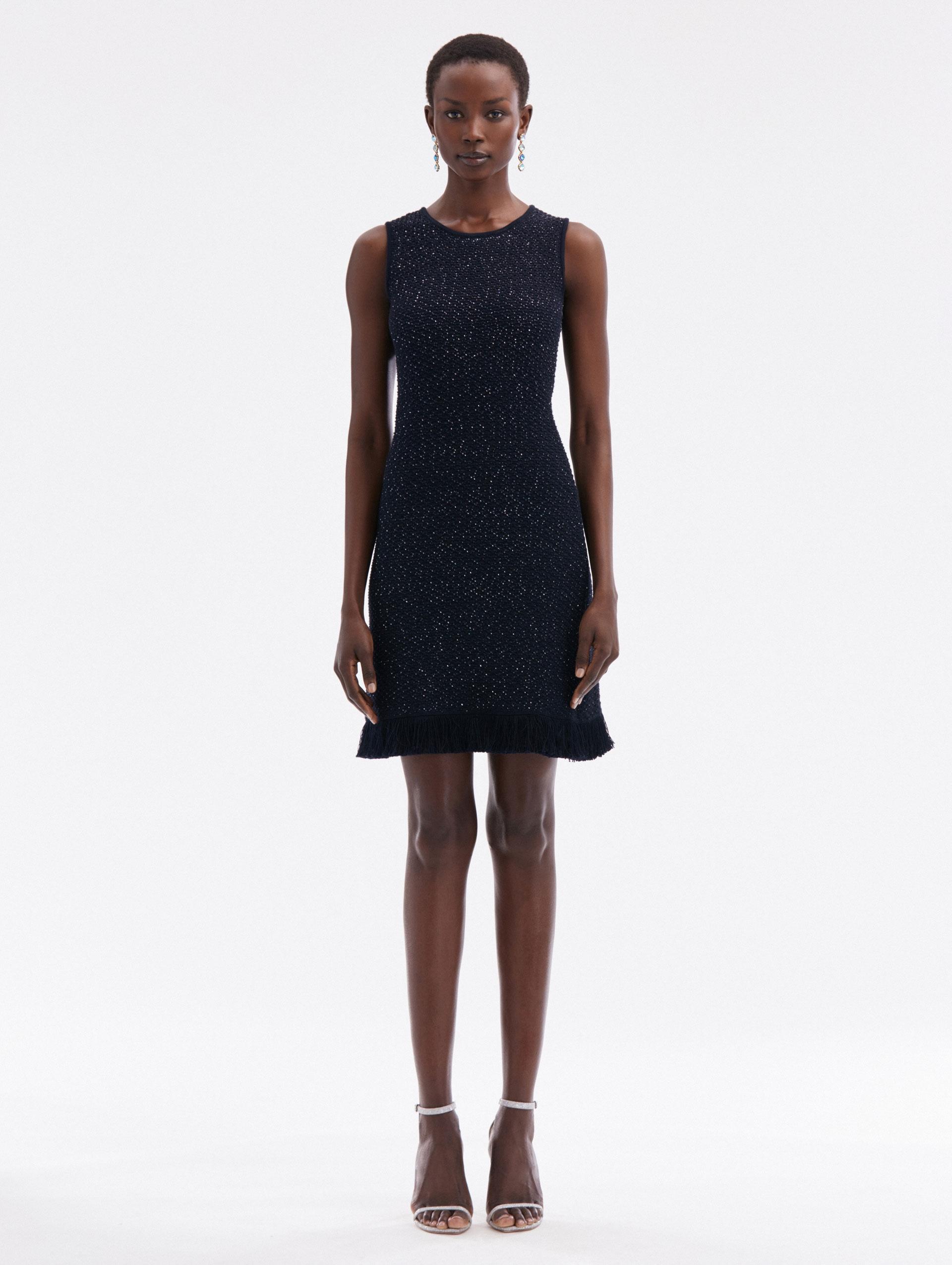 Oscar de la Renta crystal-eyelet pencil dress - Black