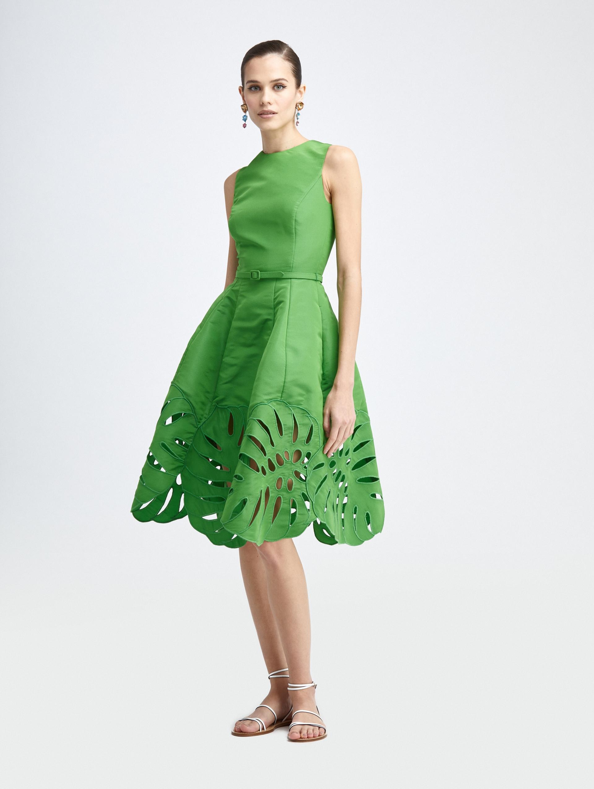 Oscar de la Renta Palm Leaf A-line Dress in Green | Lyst