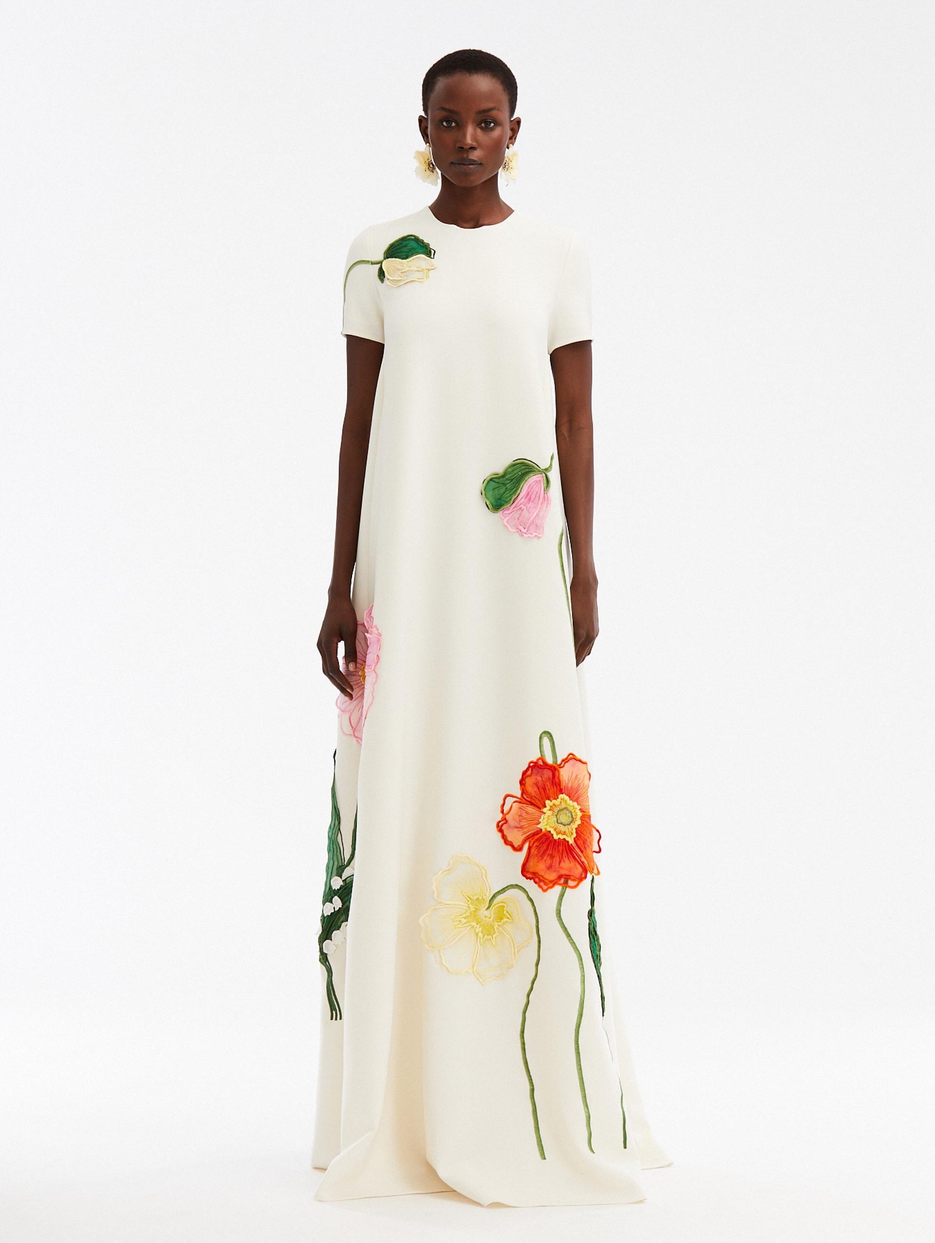 White dress with clearance poppies