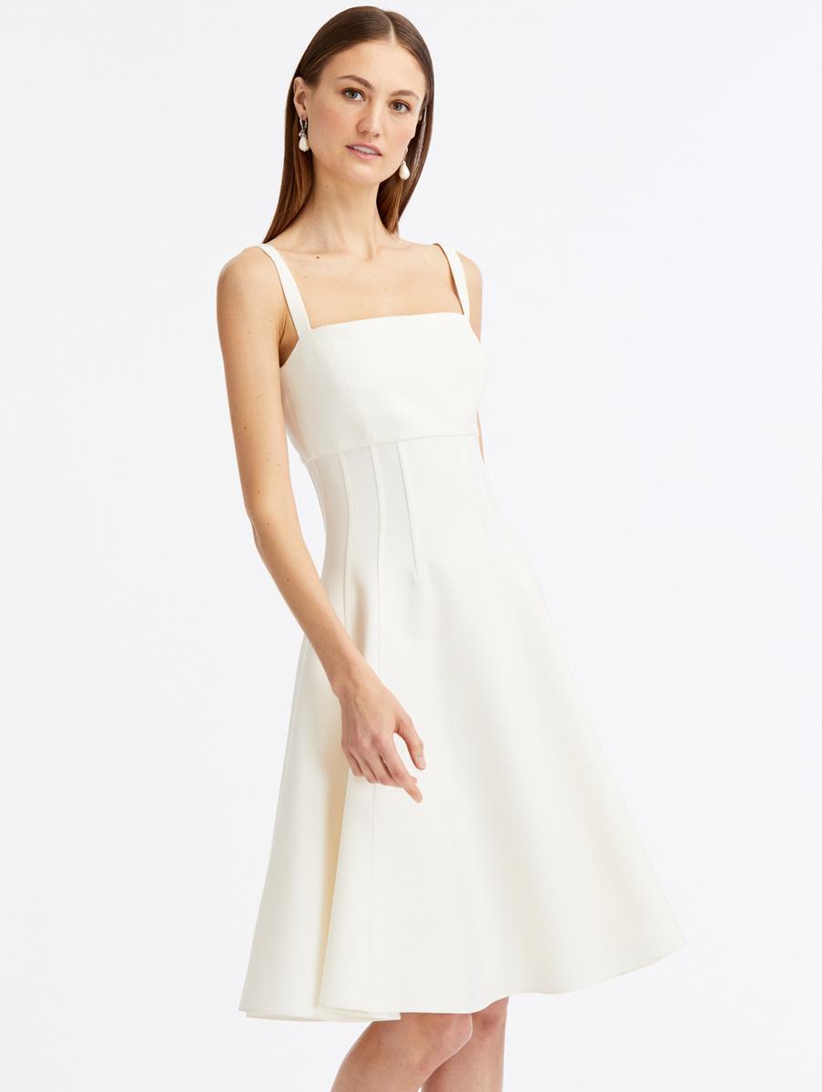 white square neck dress