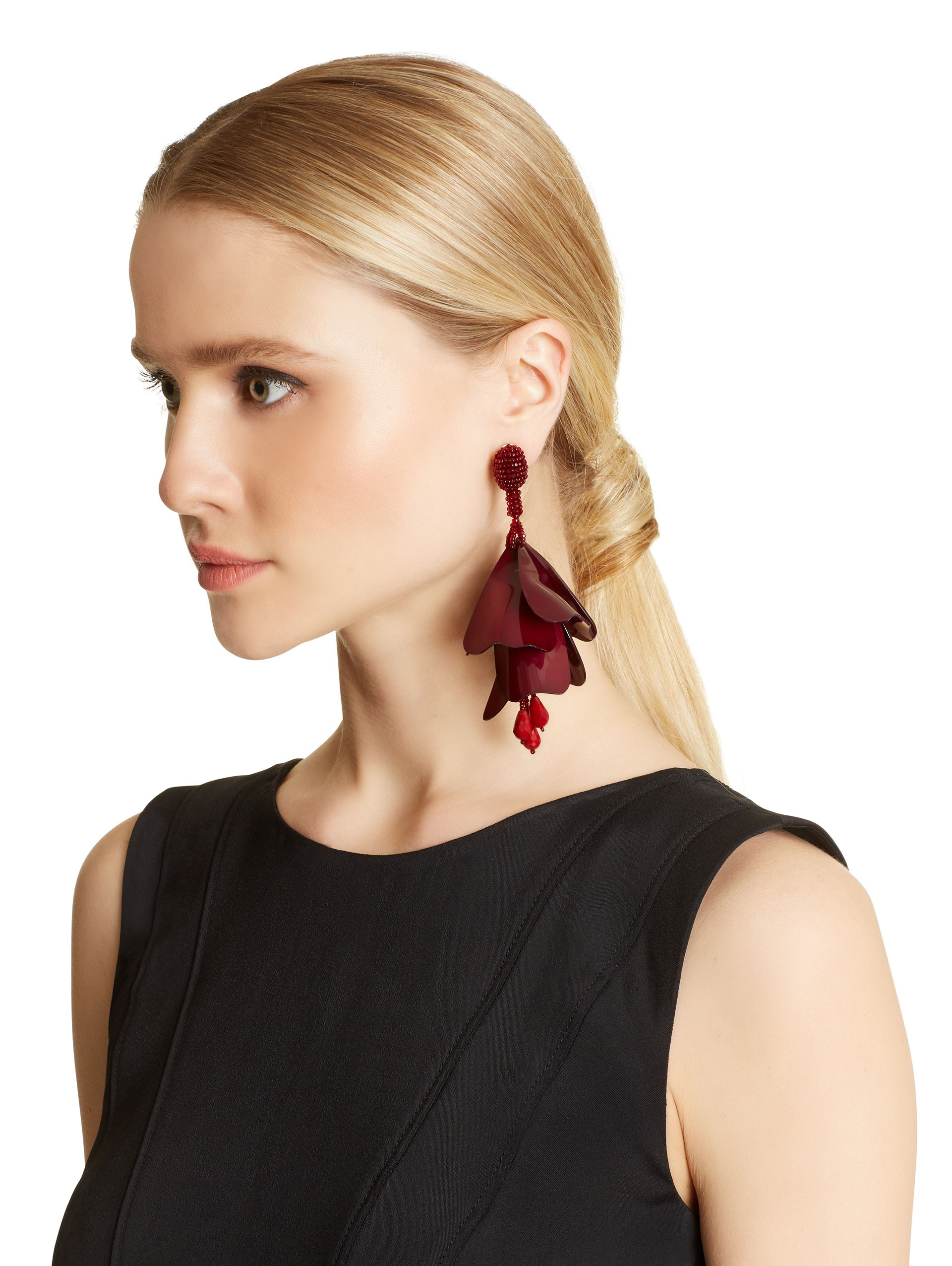 oscar de la renta small impatiens earrings