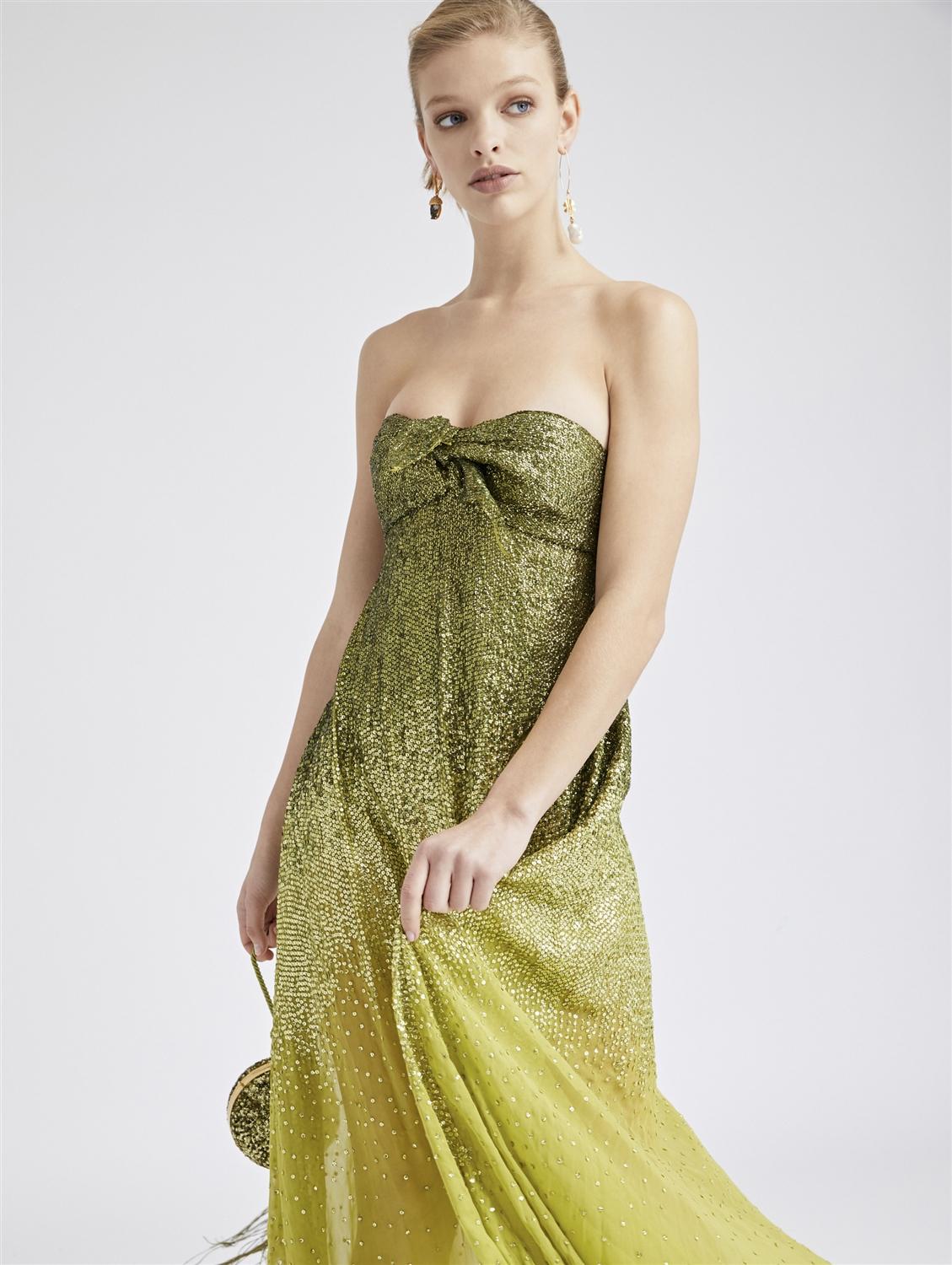 Oscar de la Renta Dégradé Sequin-embroidered Silk-chiffon Gown in Green ...