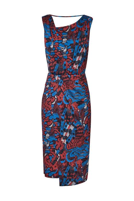Reiss Diona-feather Print Dress Multi in Blue | Lyst