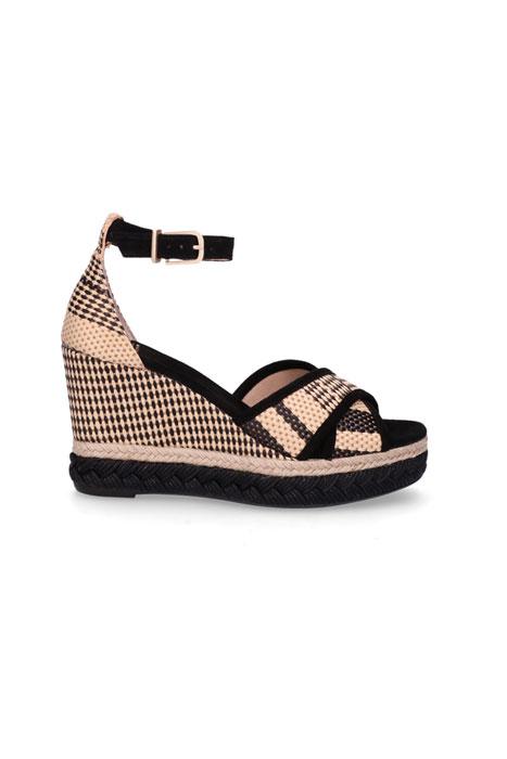 Fred De La Bretoniere Espadrille 9 Cm Wig Geweven Textiel Zwart Beige |  Lyst NL