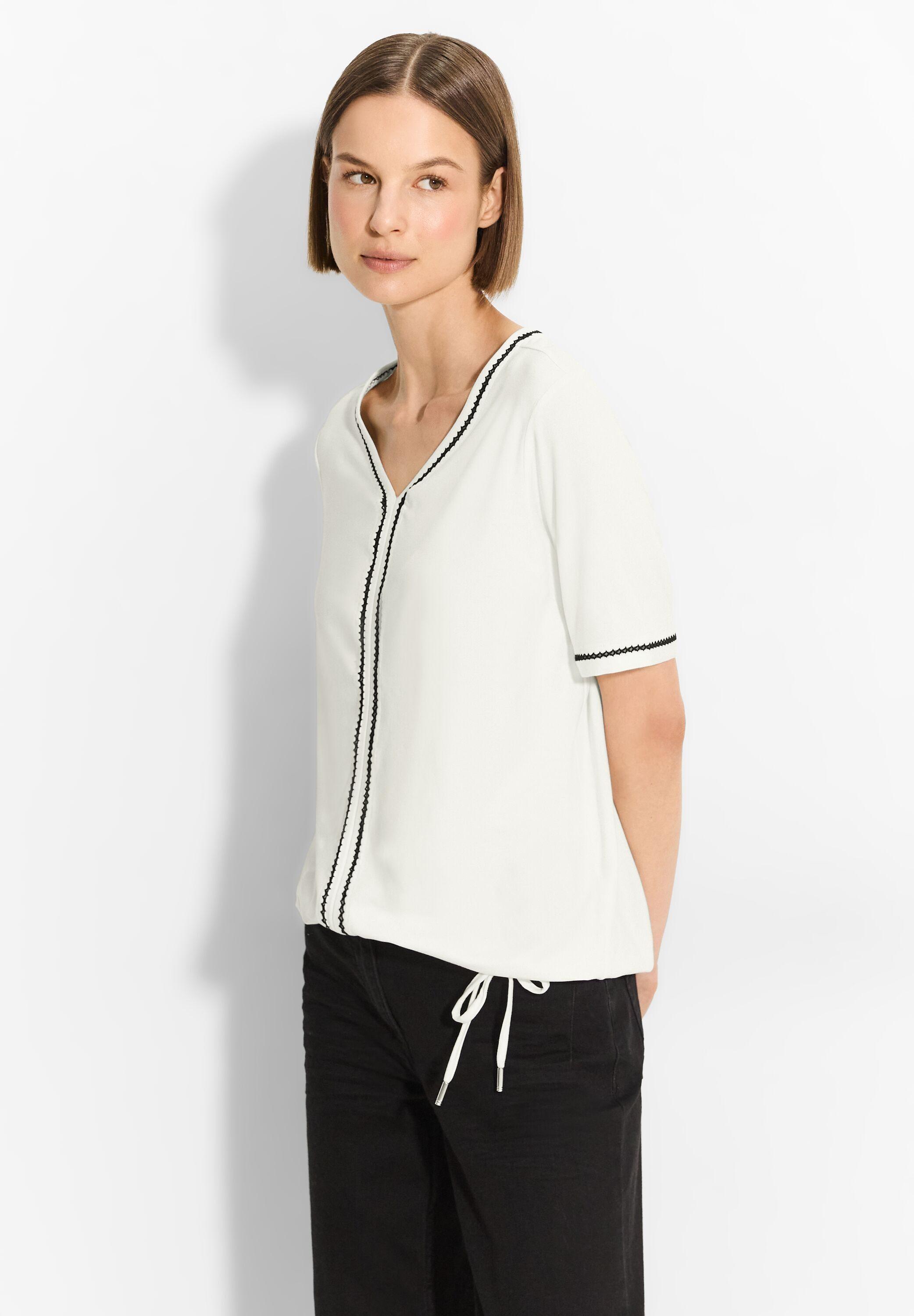 Cecil Damen Bluse Mit Print - Viskose Langarm Mit Tunnelzug