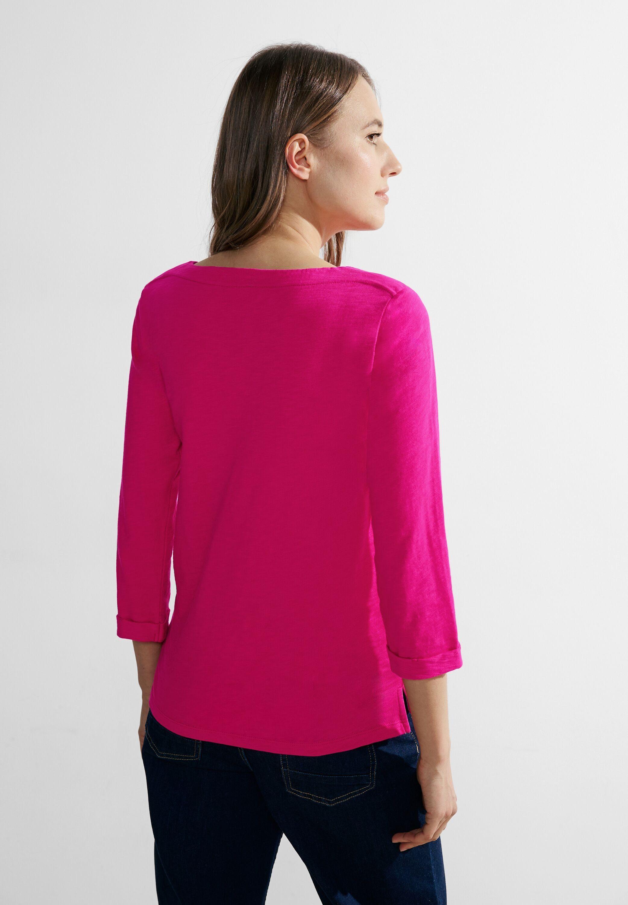 Cecil Rundhalsshirt in Unifarbe in Pink | Lyst DE | Rundhalsshirts