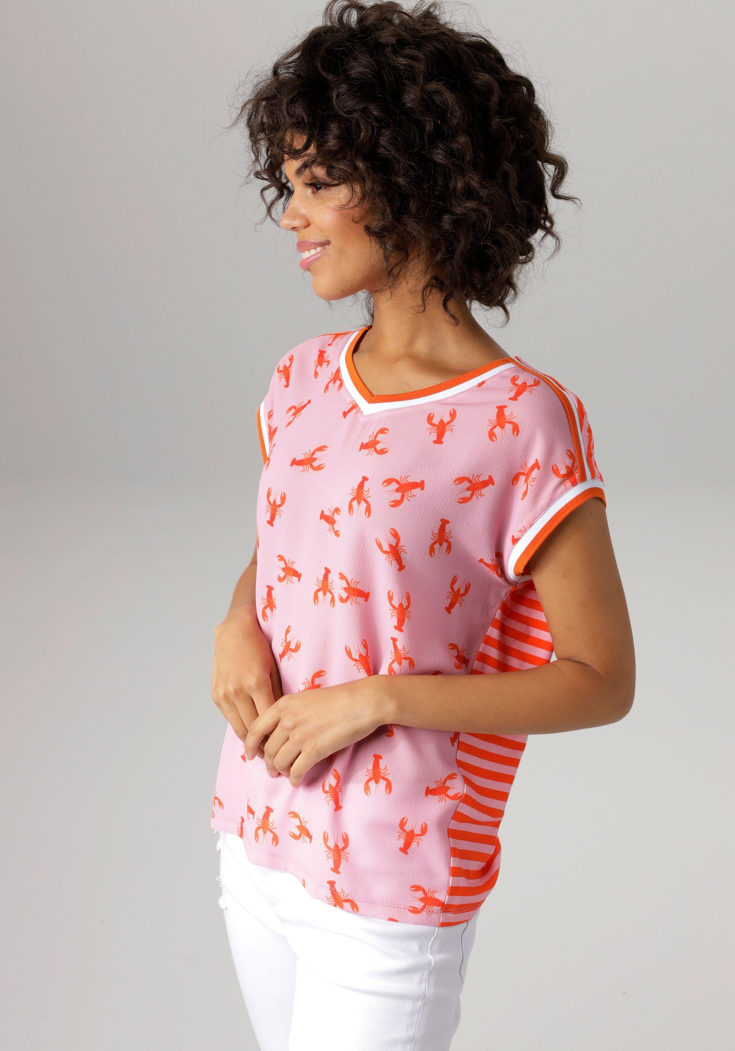 Aniston CASUAL T-Shirt mit kleinen Hummern oder graphischem Dessin in Pink  | Lyst DE
