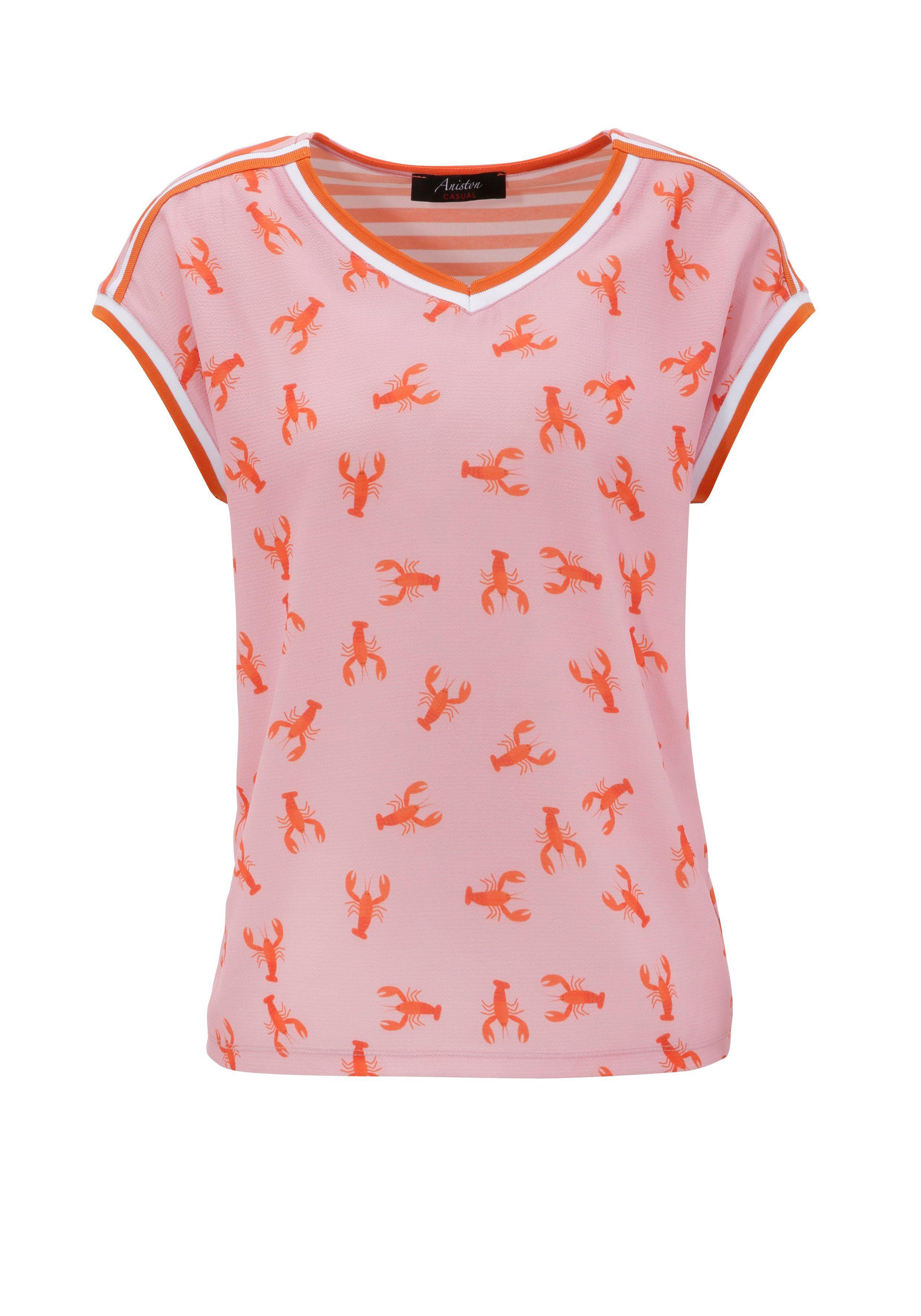 graphischem | mit Hummern CASUAL DE T-Shirt oder kleinen Lyst Dessin Pink in Aniston