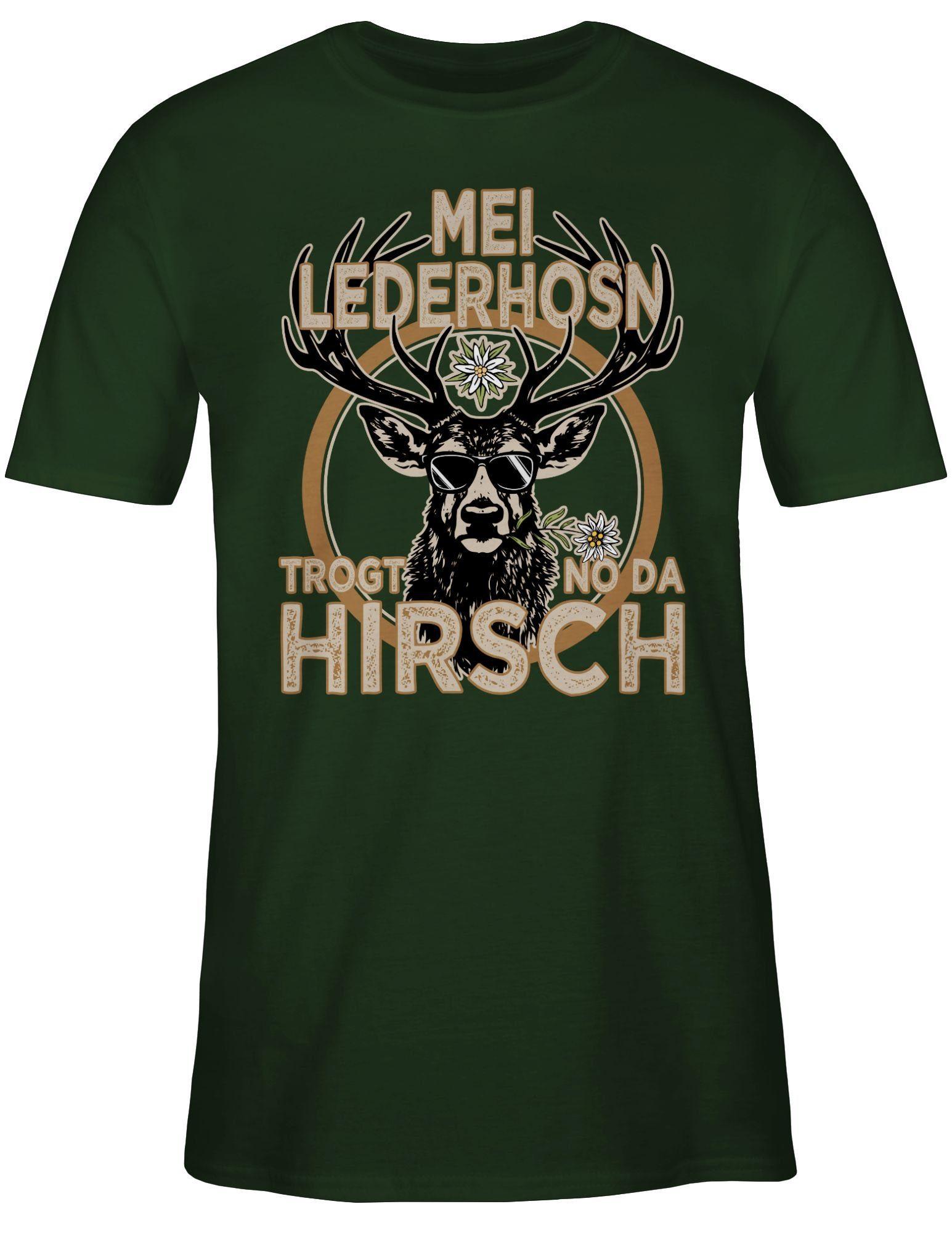 Shirtracer TShirt Trachten Outfit Lederhose Spruch Trägt der Hirsch