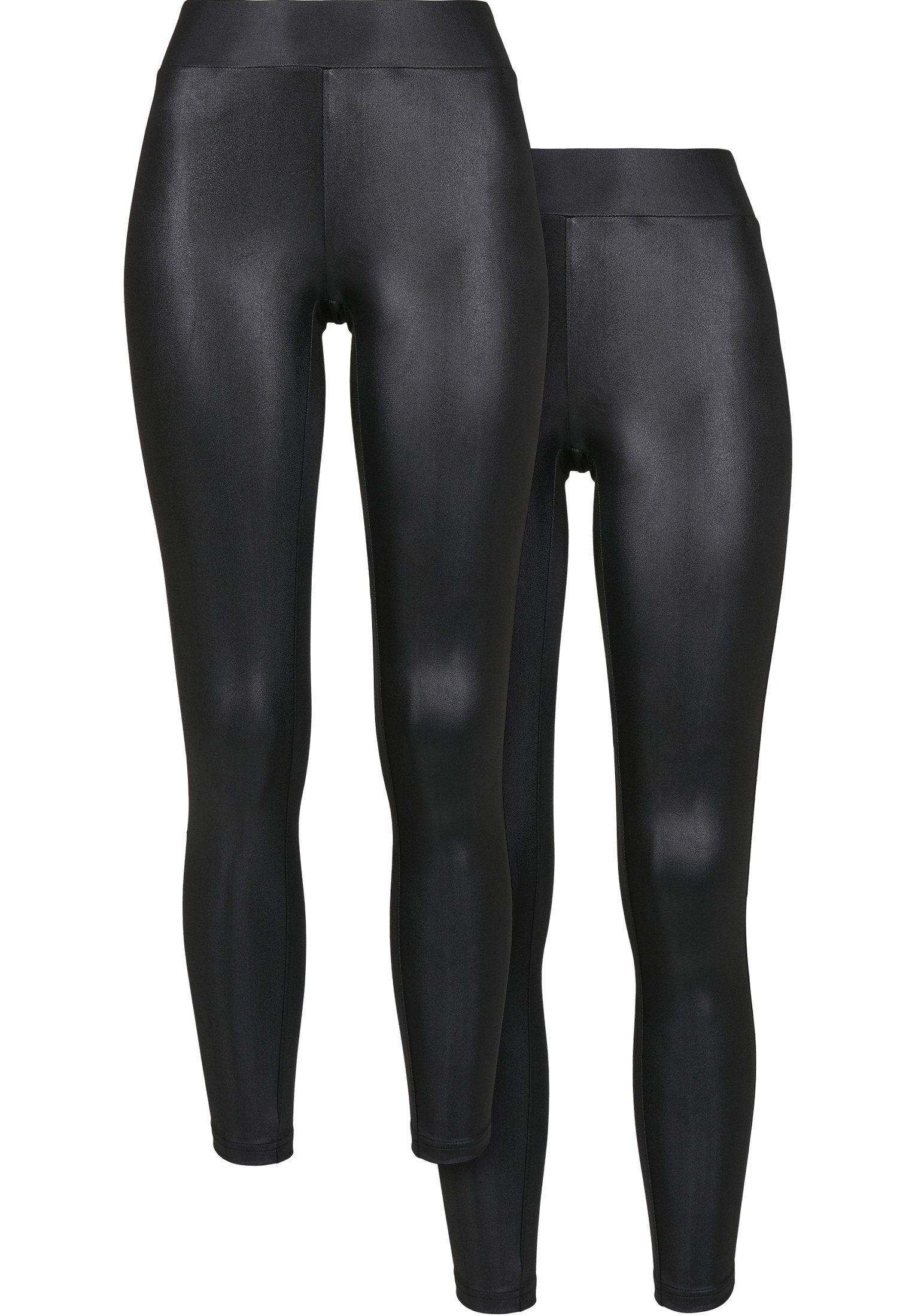 [Zu einem schockierenden Preis erhältlich!] Urban Classics Ladies DE Leggings Synthetic 2-Pack Lyst Leather | in (1-tlg) Schwarz