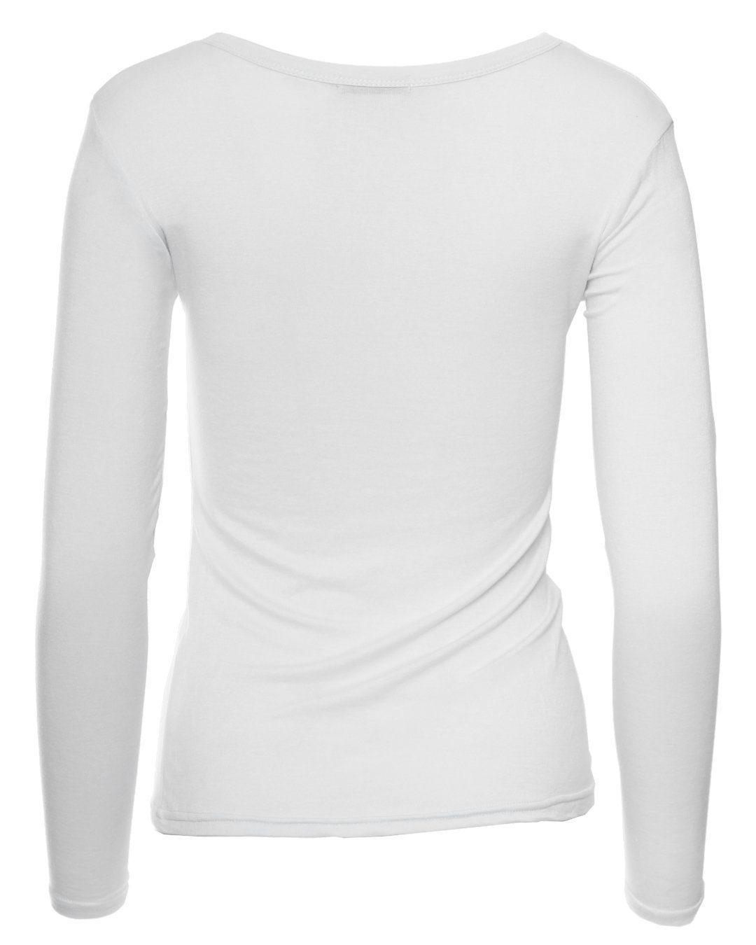 Wayleb Langarmshirt Damen Basic - Baumwolle Mix Rundhals Für Frühling