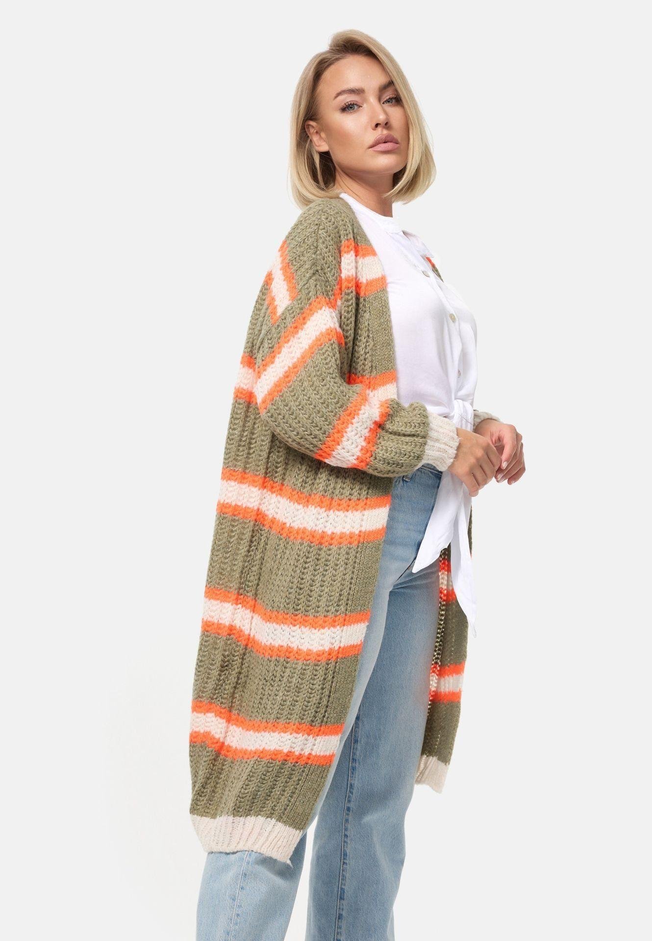 Strickpullover Damen Cardigan Mehrfarbig Damen Strickjacke