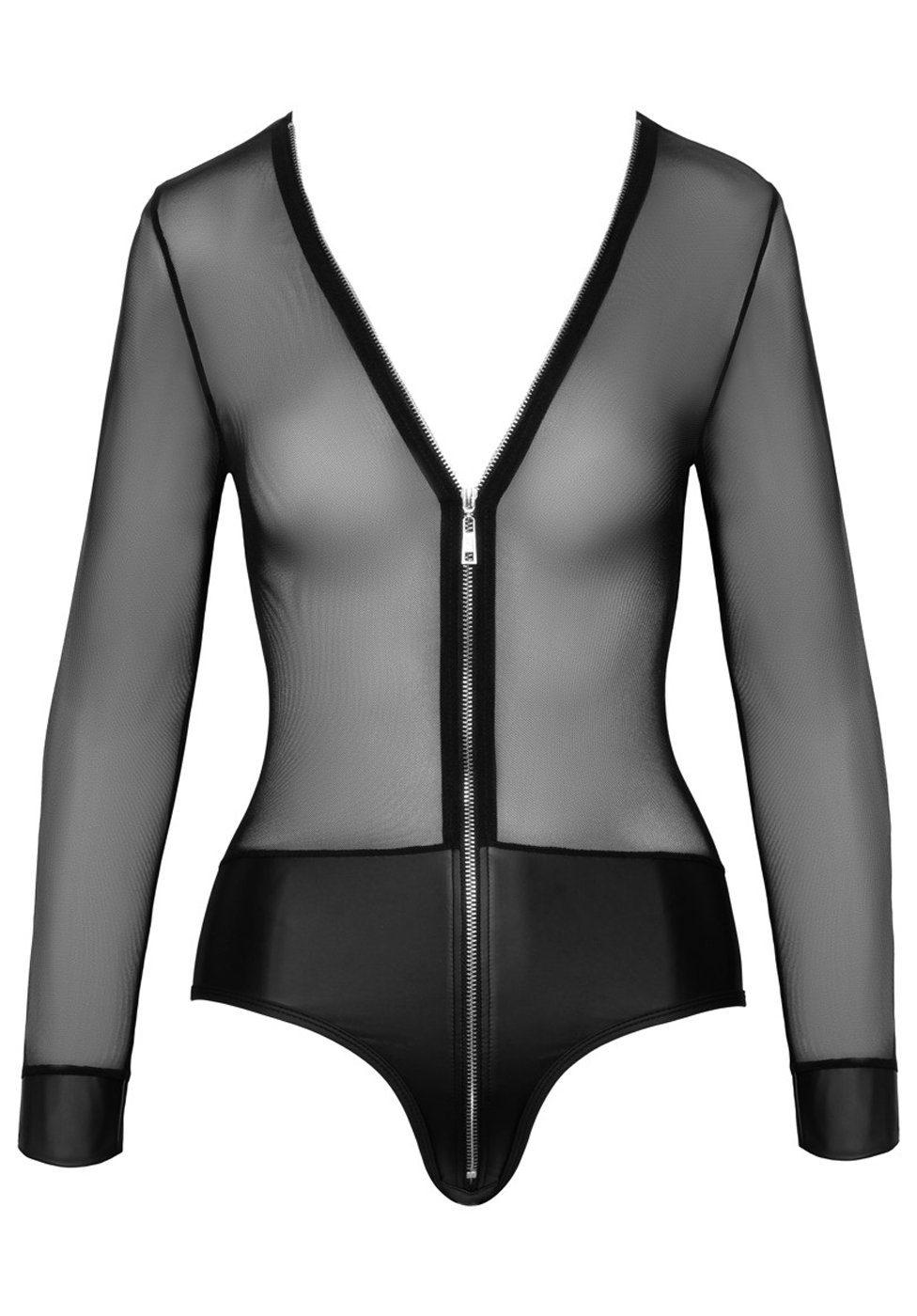 Cottelli Collection Body Transparenter Wetlook-Body mit Reißverschluss ...