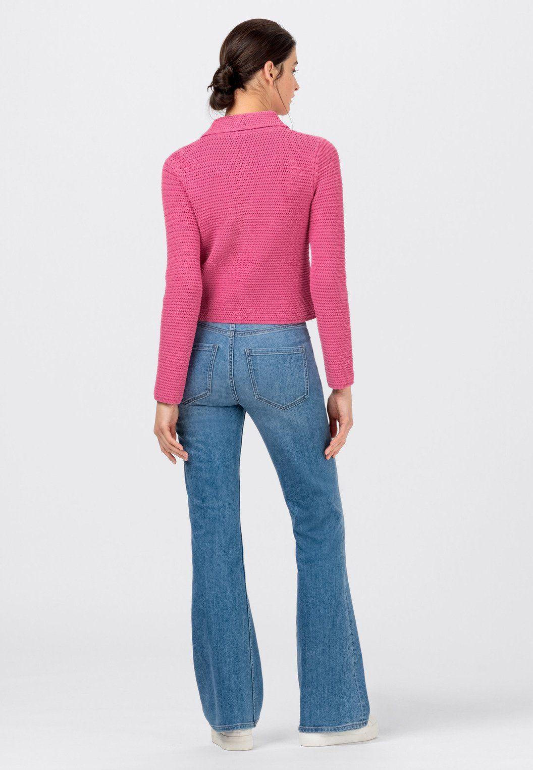 Hallhuber Strickpullover Cropped Cardigan Aus Kompaktem Baumwolle