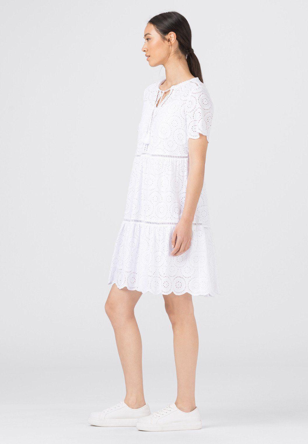 Hallhuber A-Linien-Kleid aus Lochspitze mit Stufenvolants in Weiß | Lyst DE