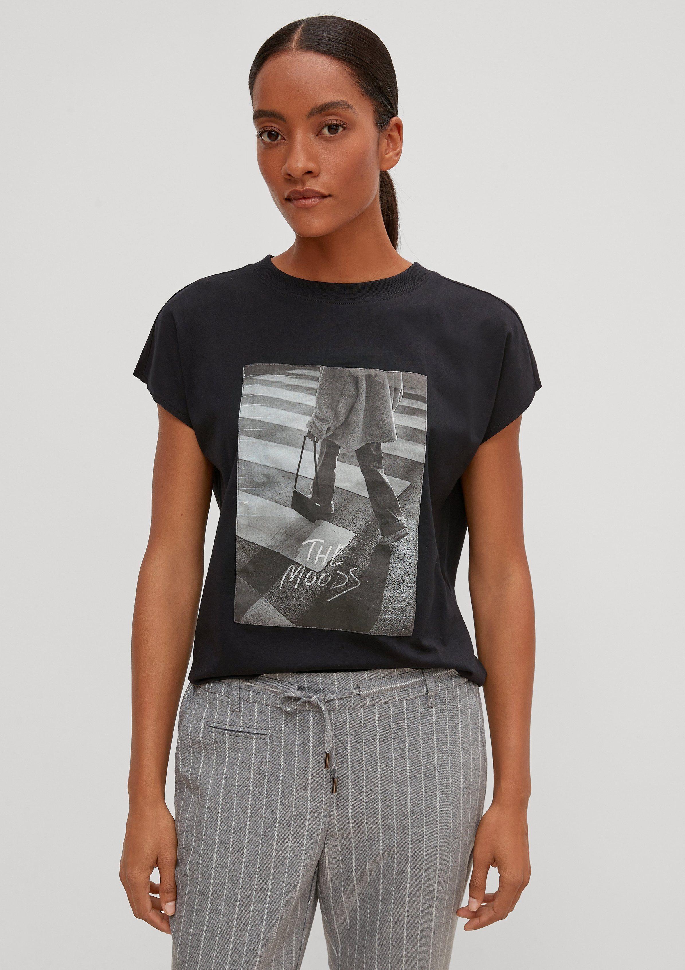 comma casual identity Shirttop T-Shirt mit Frontprint in Schwarz | Lyst DE