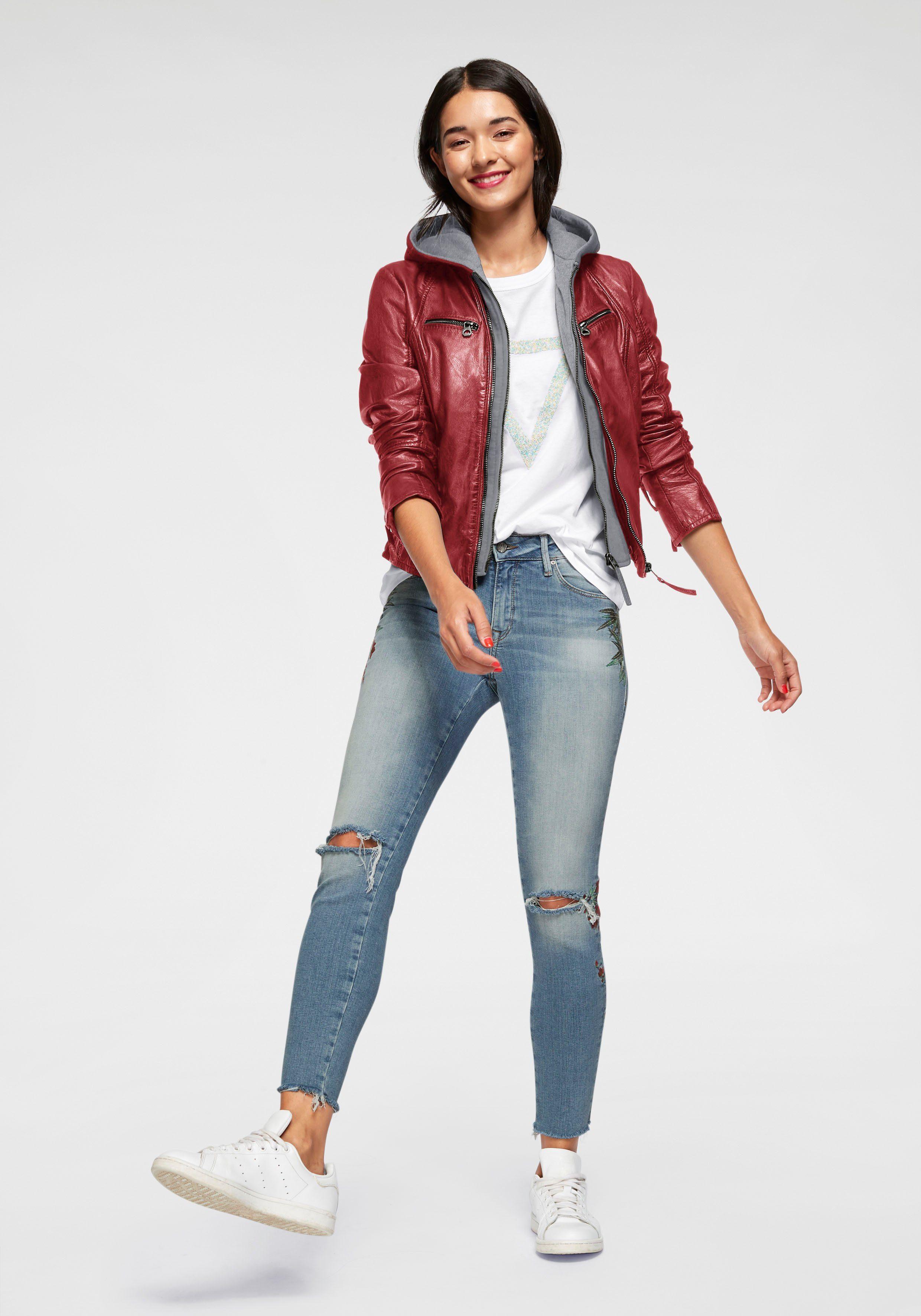 Leather Jacket Gipsy Lederjacke Damen Rot Bikerjacke Gipsy