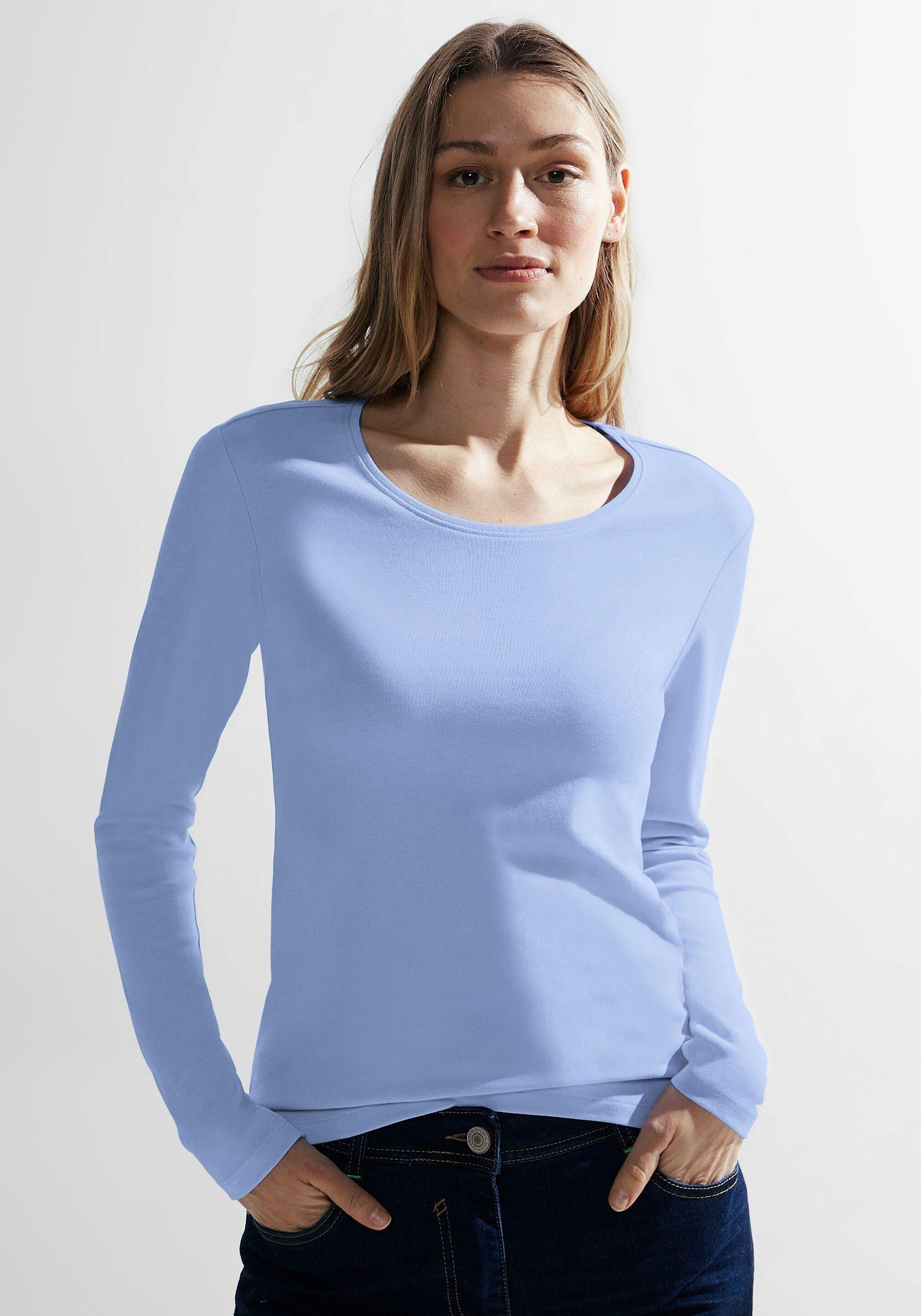 Blau Pia in Basic | Cecil Unifarbe Langarmshirt Lyst in DE