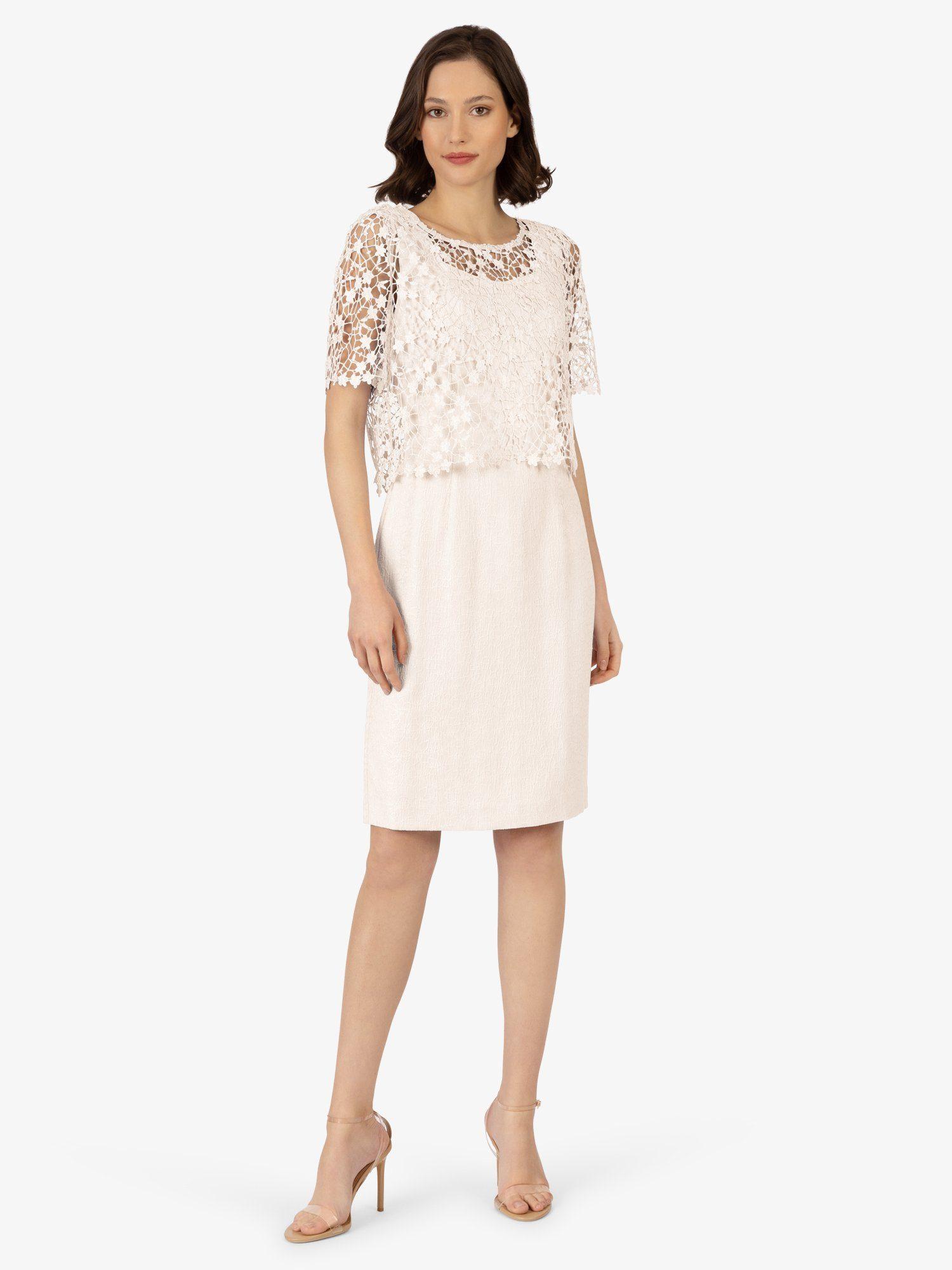 Apart Etuikleid als Jacquardkleid mit Spitzenjäckchen in Natur