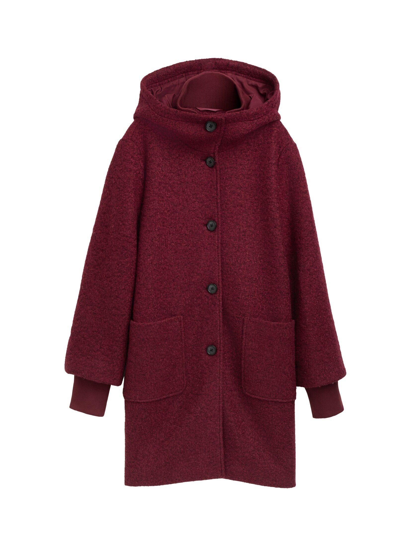 TOM TAILOR Damen Boucle Mantel – Karomuster, Regular Fit, Rückenlänge Ca. 94 Cm (Gr. M)