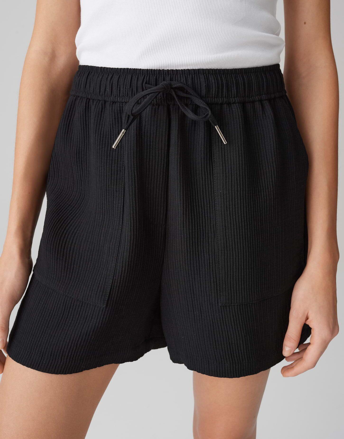 OPUS PANTS Damen Shorts MALOTTA - High Rise Viskose Leinenmix Mit Kordelbund