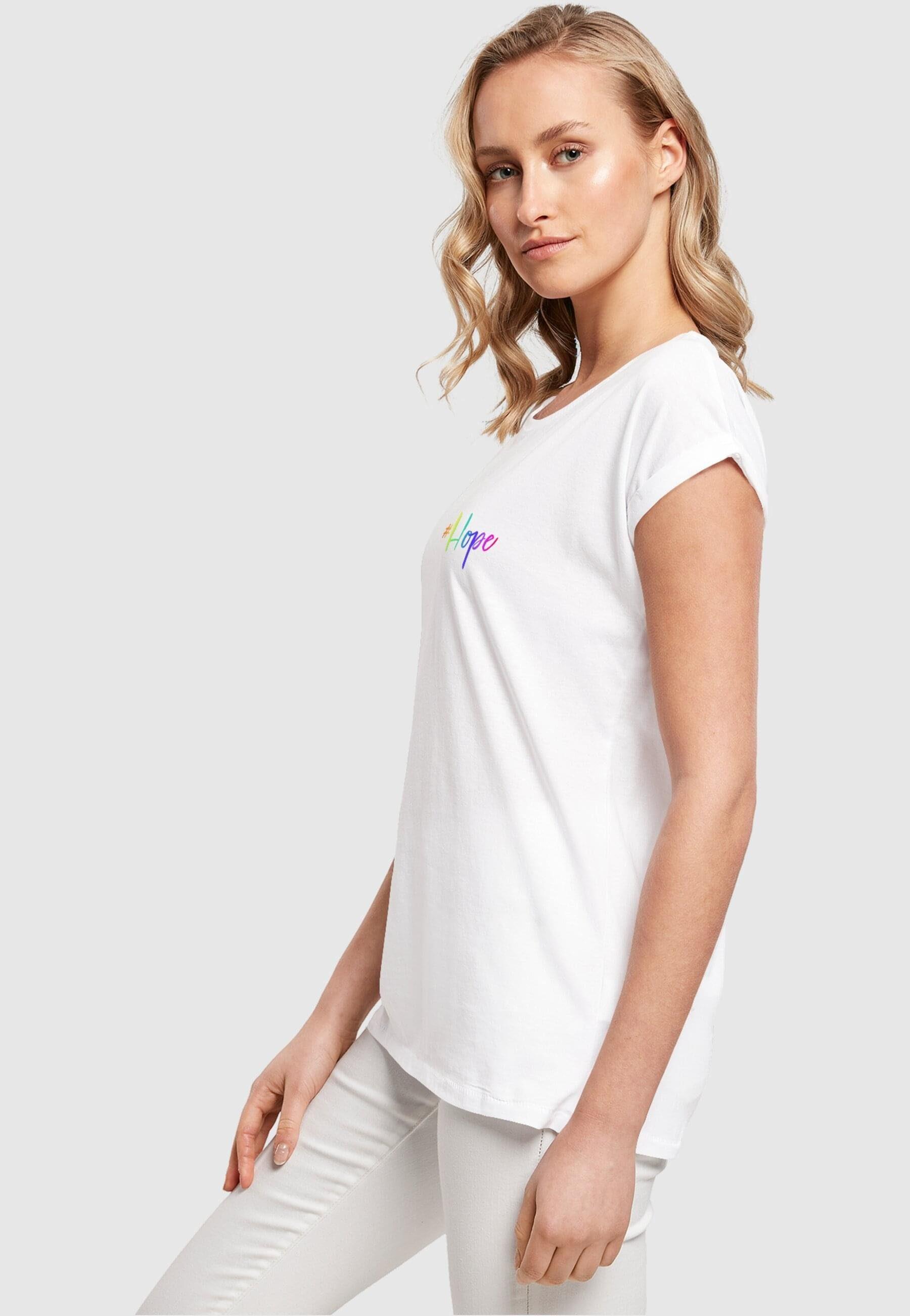 T-Shirt Rainbow DE Merchcode Extended Lyst Ladies Shoulder | Weiß Tee in (1-tlg) Hope