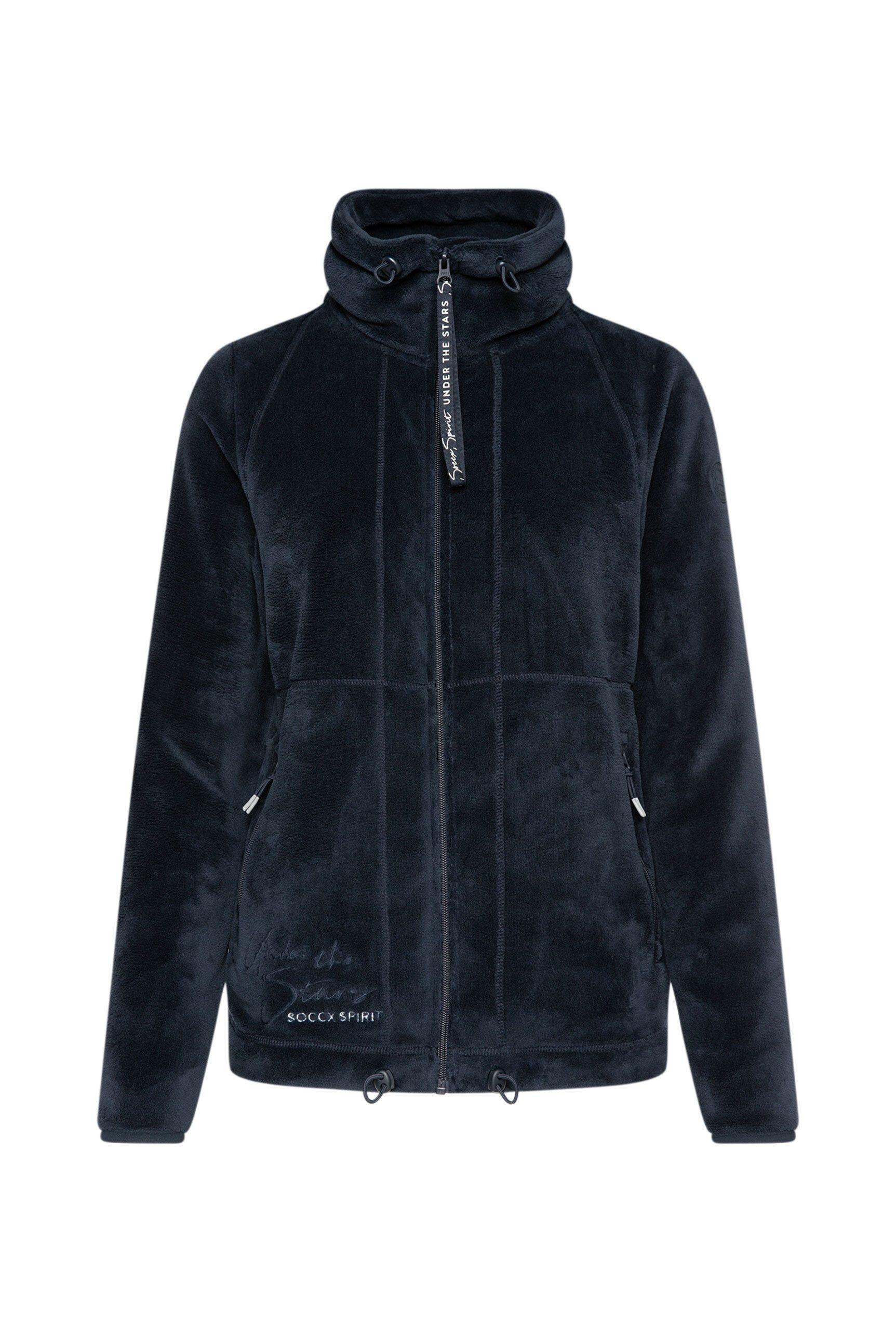 SOCCX Damen Fleeceweste Mit Rücken-Print - Leichte Steppweste Mit Sherpa Futter