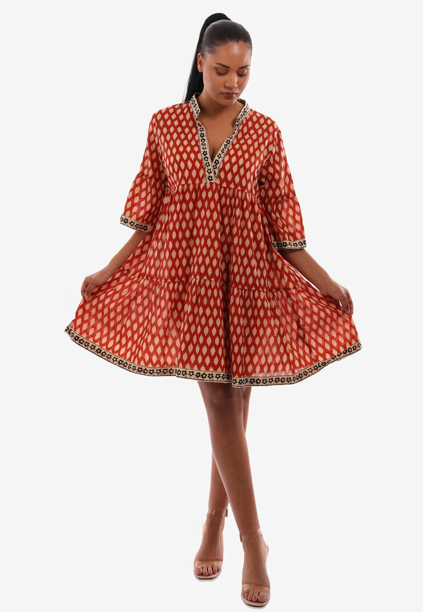 YC Fashion & Style Tunikakleid Boho Oversized Tunika Kleid in Rot | Lyst DE
