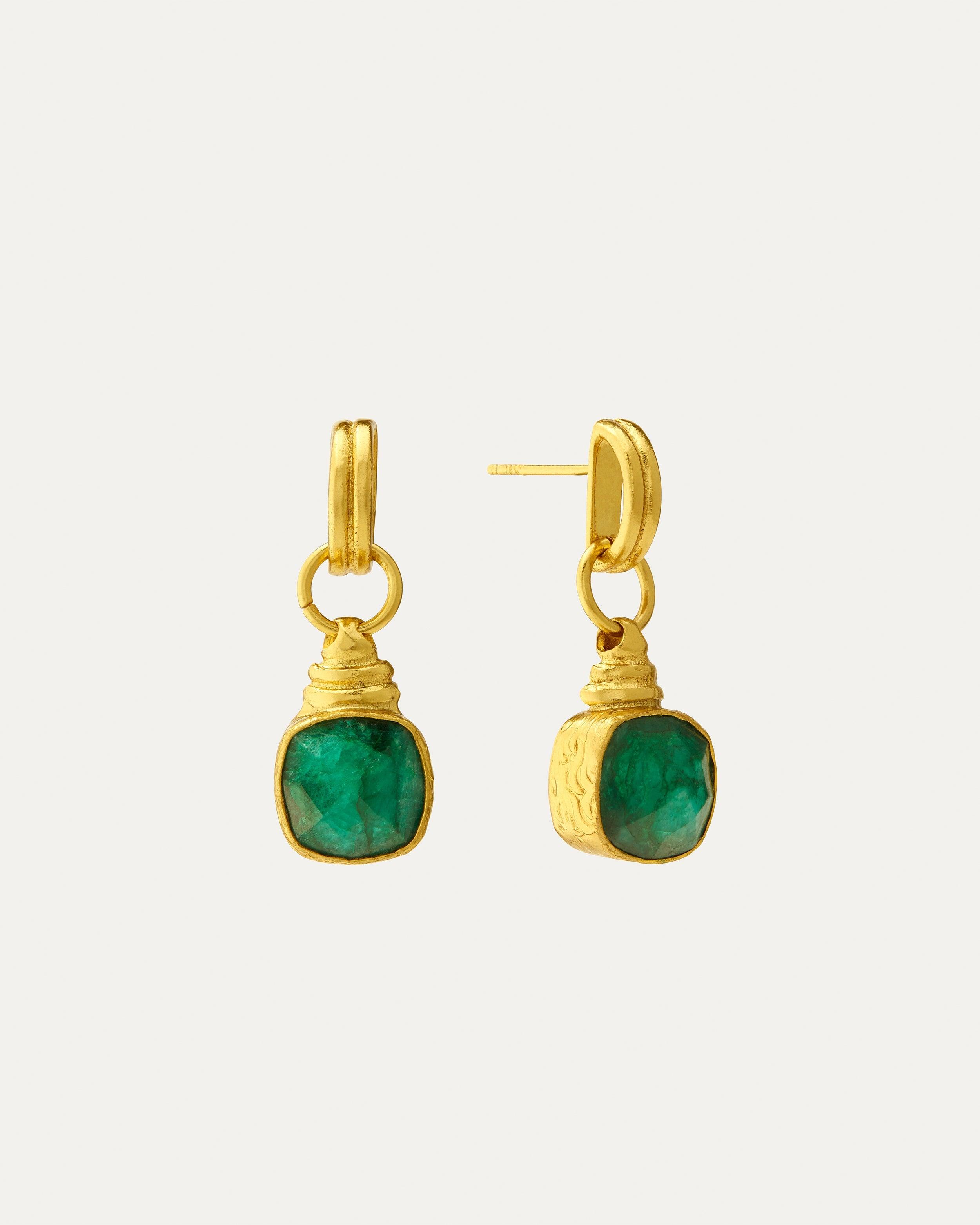 Ottoman Hands Eleanor Emerald Drop Stud Earrings in White Lyst
