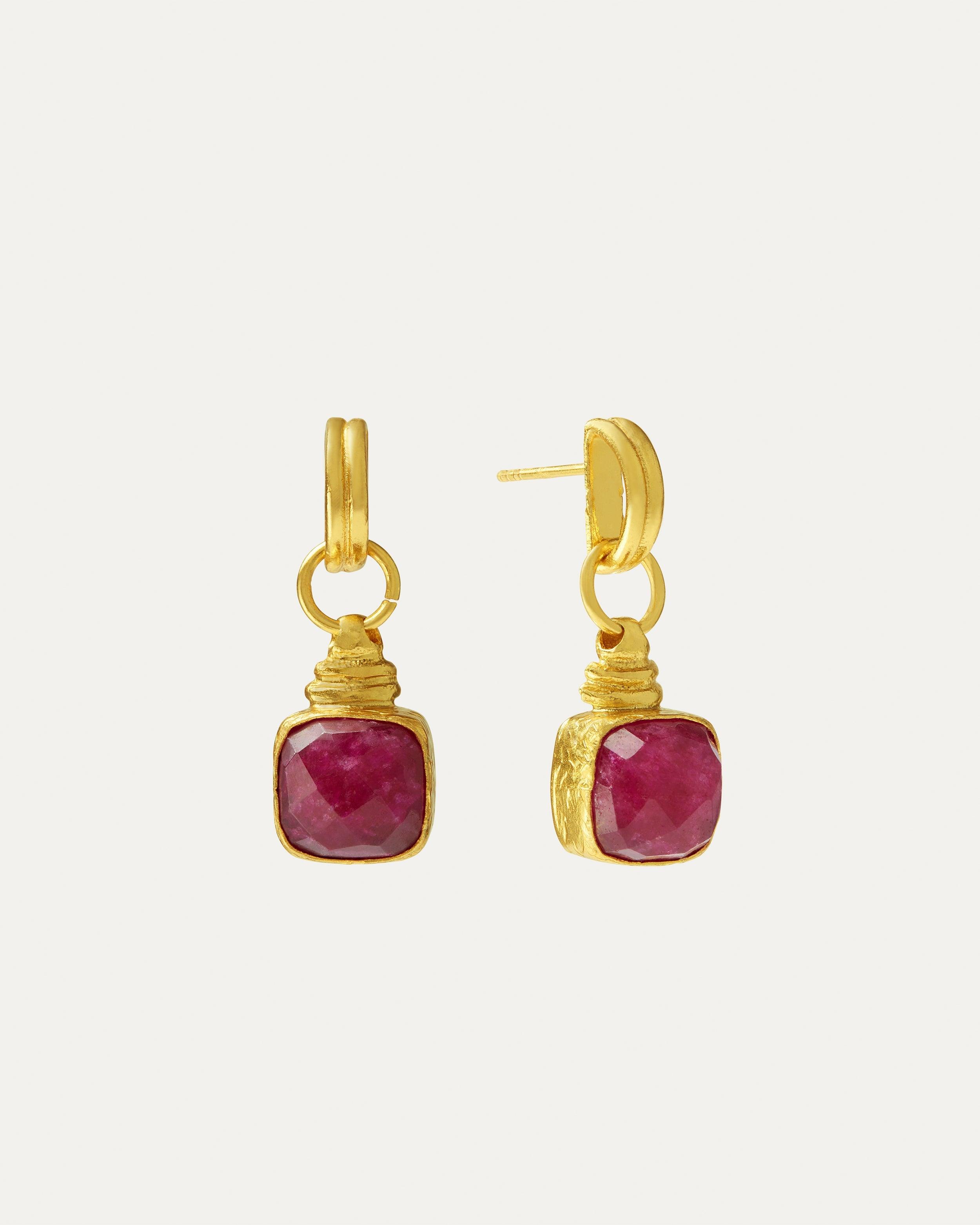 Ottoman Hands Eleanor Ruby Drop Stud Earrings in Pink | Lyst UK