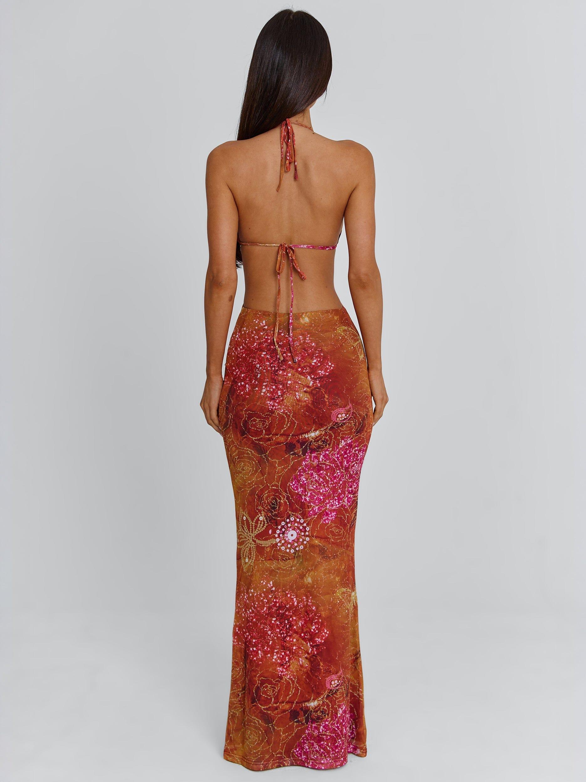 esmeralda maxi dress golden crystal length silhouetteperfect for prom Esmeralda Maxi Dress Golden Crystal
