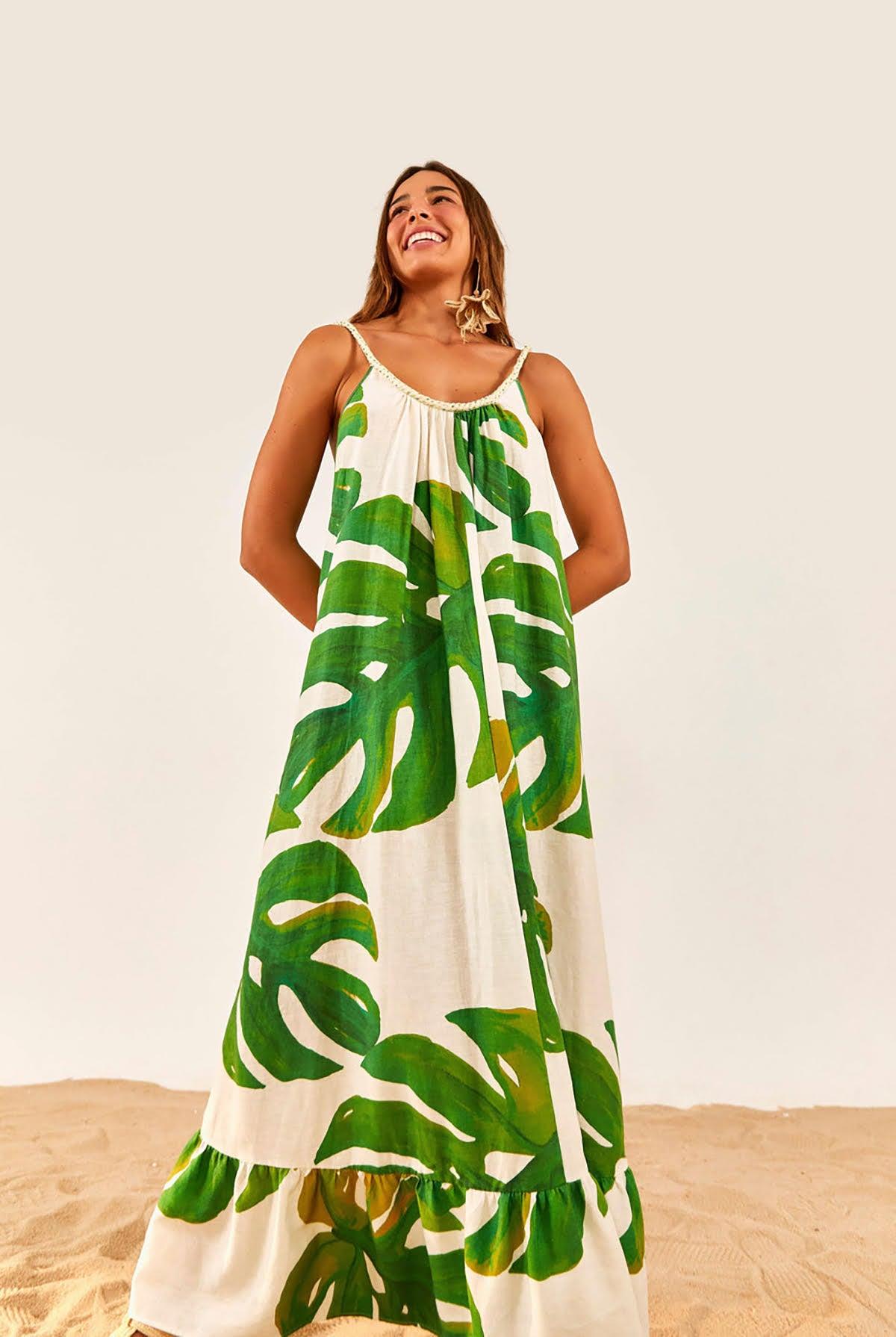 FARM Rio Synthetic White Monstera Maxi 