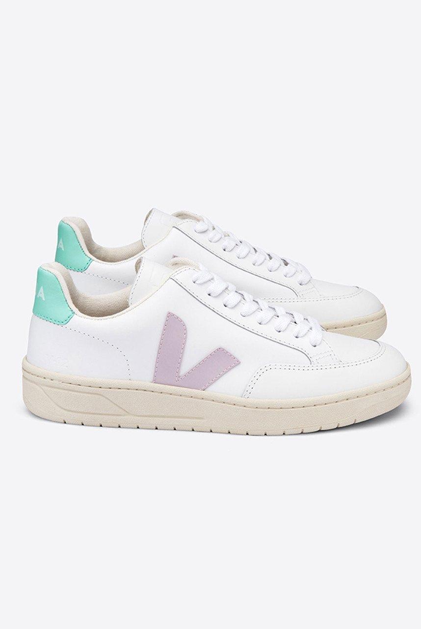 Veja V12 Leather Extra White Parme Turquoise - Lyst