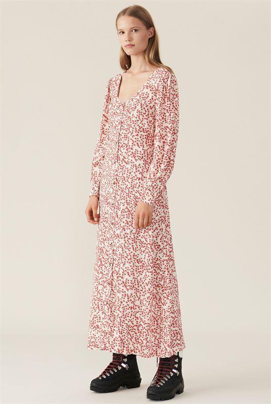 ganni printed crepe maxi dress