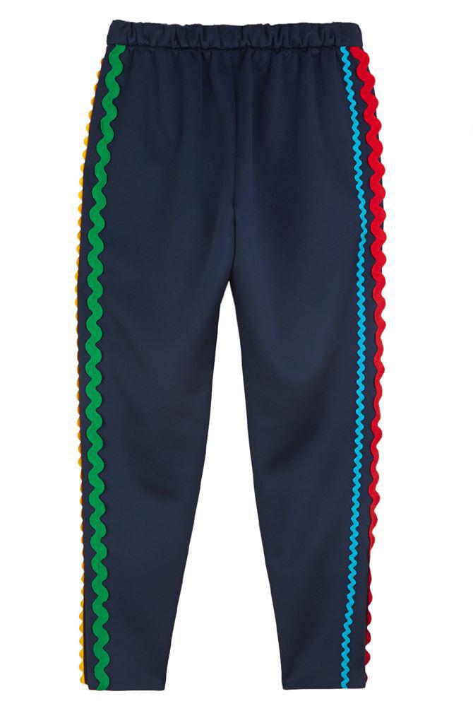 Mira Mikati Womens Wave Ribbon Slide Stripe Drawstring Jogger Pants Blue Size 2