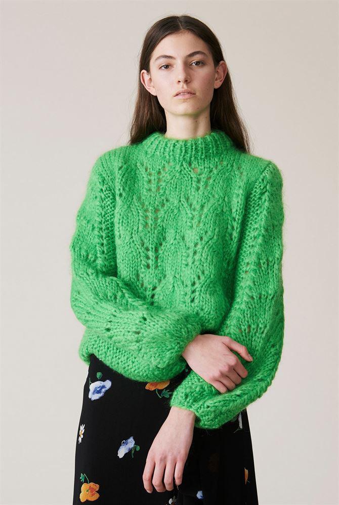 Ganni Julliard Mohair And Wool Sweater in Green - Lyst