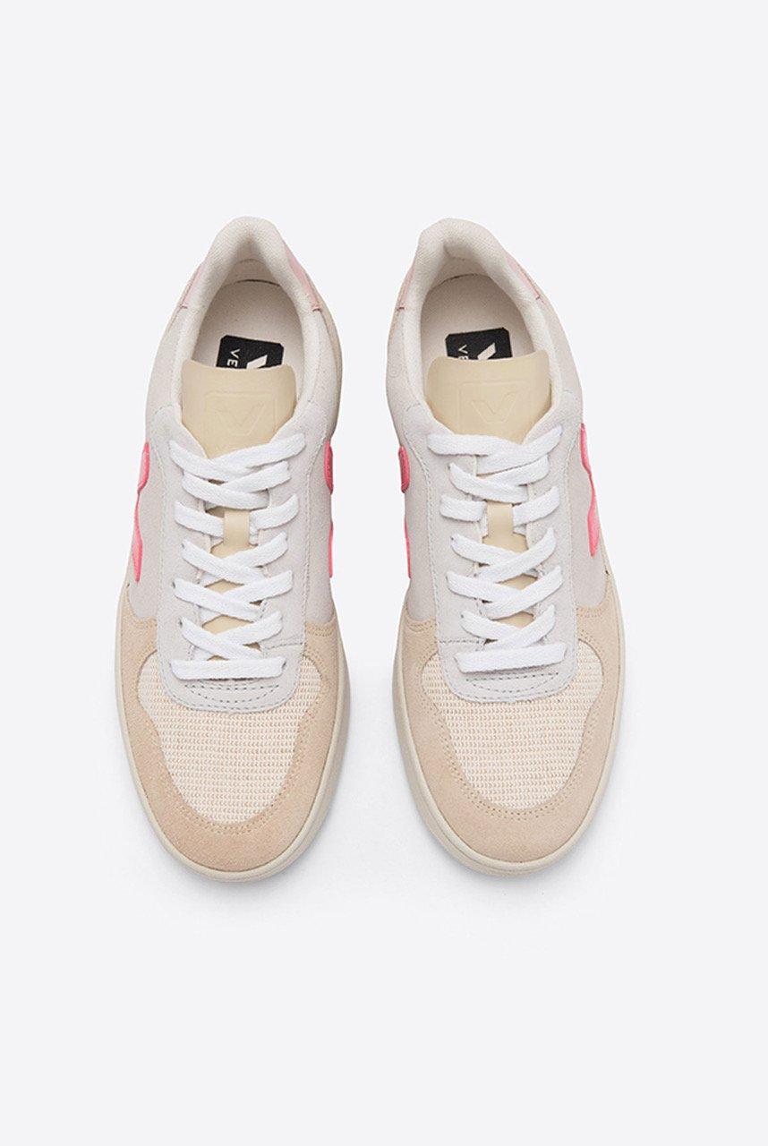 Veja Shoe - Small V10 Mid Fur Suede - Grey/Turquoise/Pink