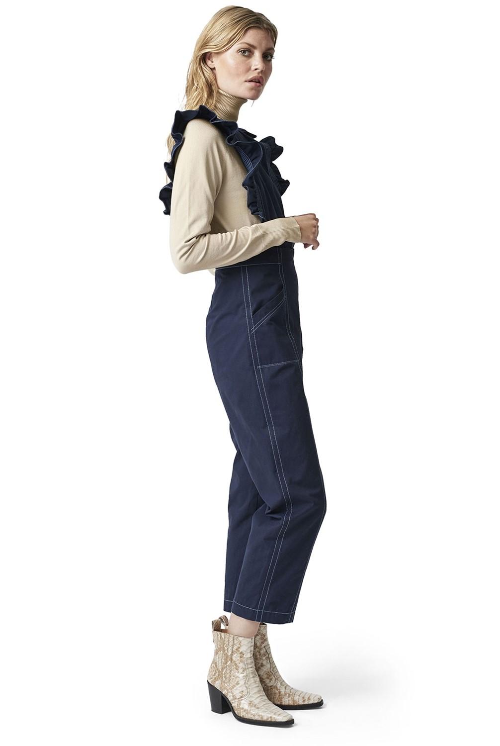 Ganni Phillips Cotton Jumpsuit in Blue - Lyst
