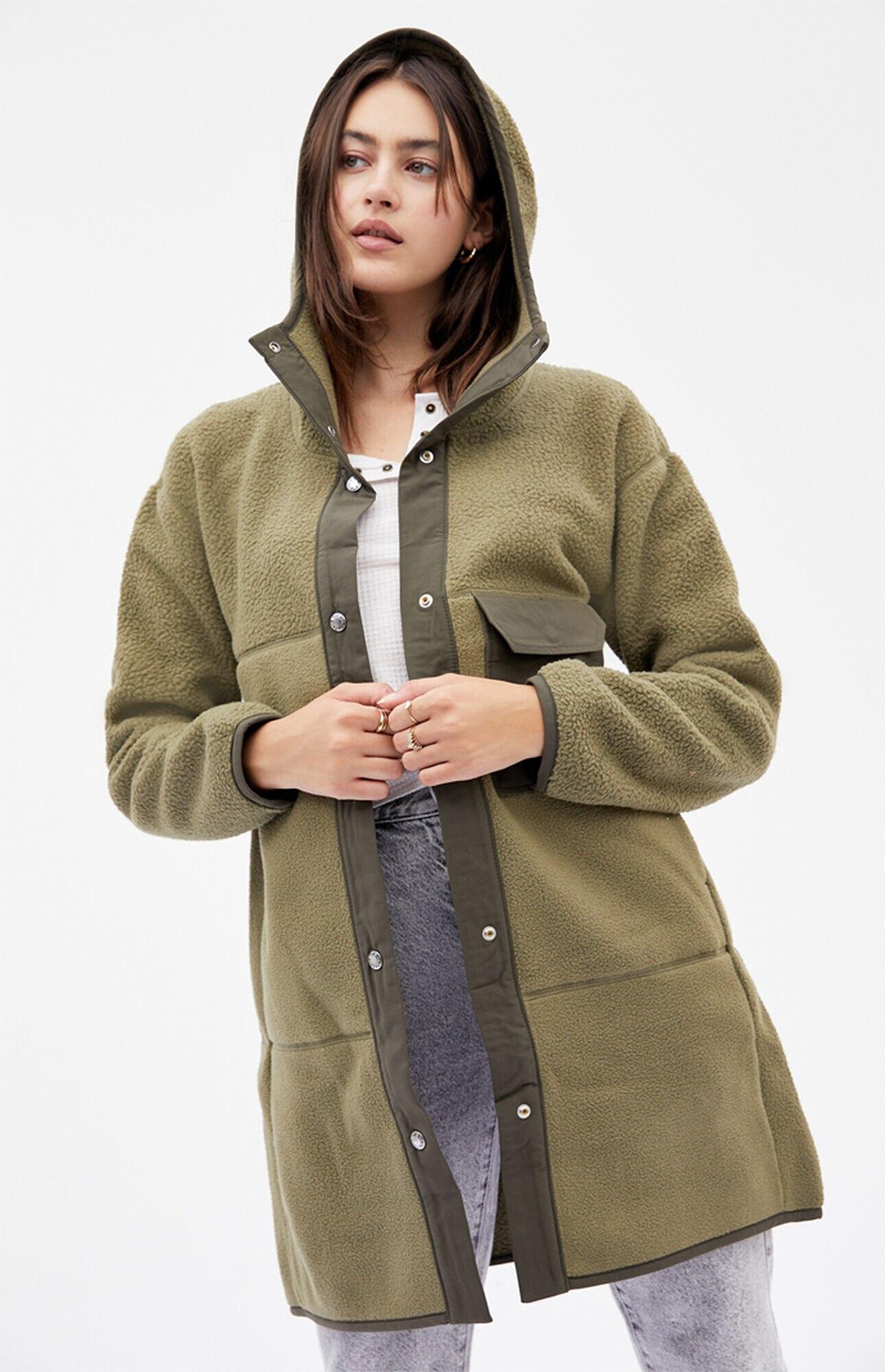 green fleece coat