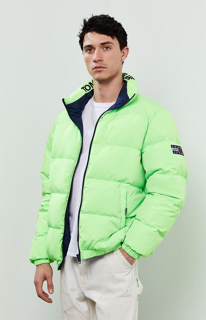 Reversible Puffer Jacket in Neon Green 