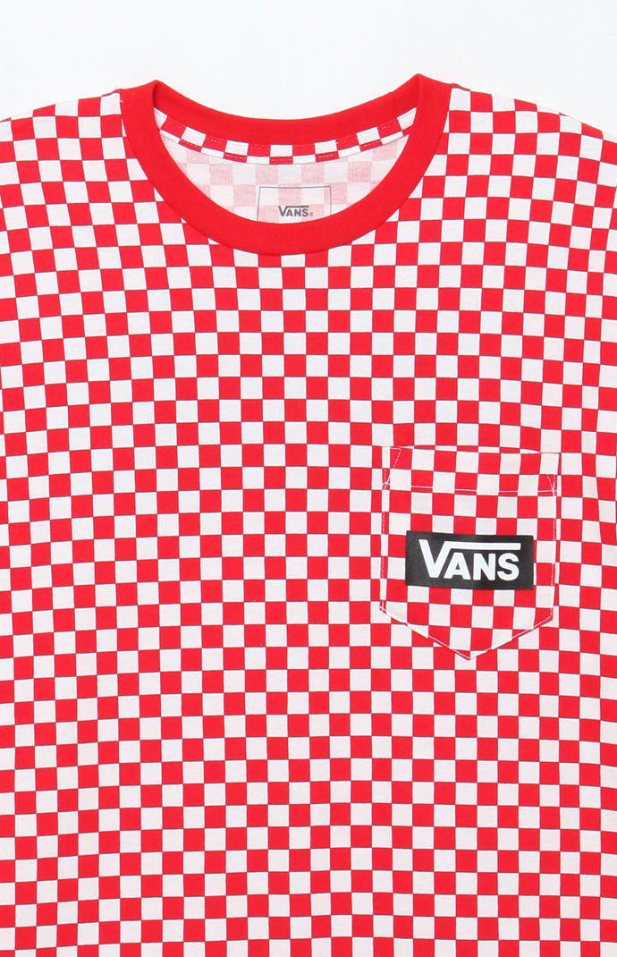 vans red and white shirt