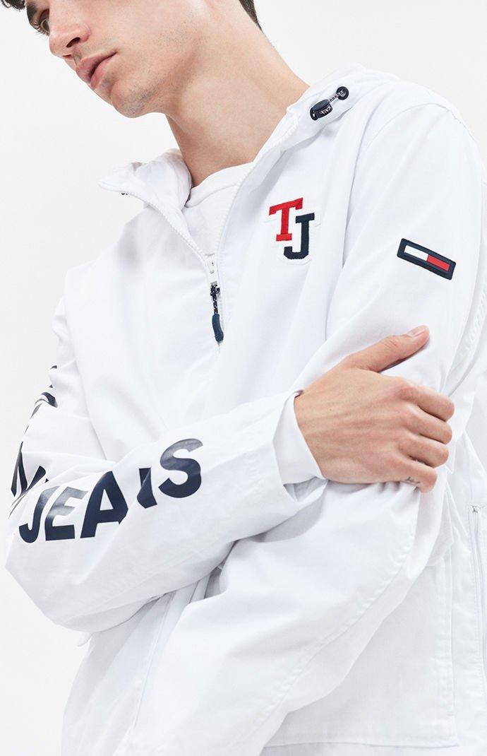 tommy jeans logo half zip anorak jacket